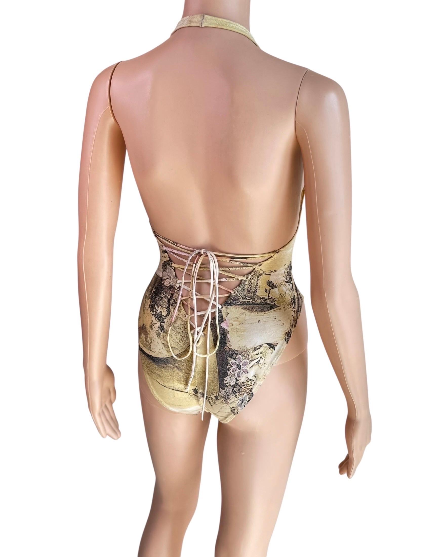 Roberto Cavalli S/S 2003 Laufsteg Schnürung Einteiliger Bodysuit Bademode Badeanzug im Angebot 3