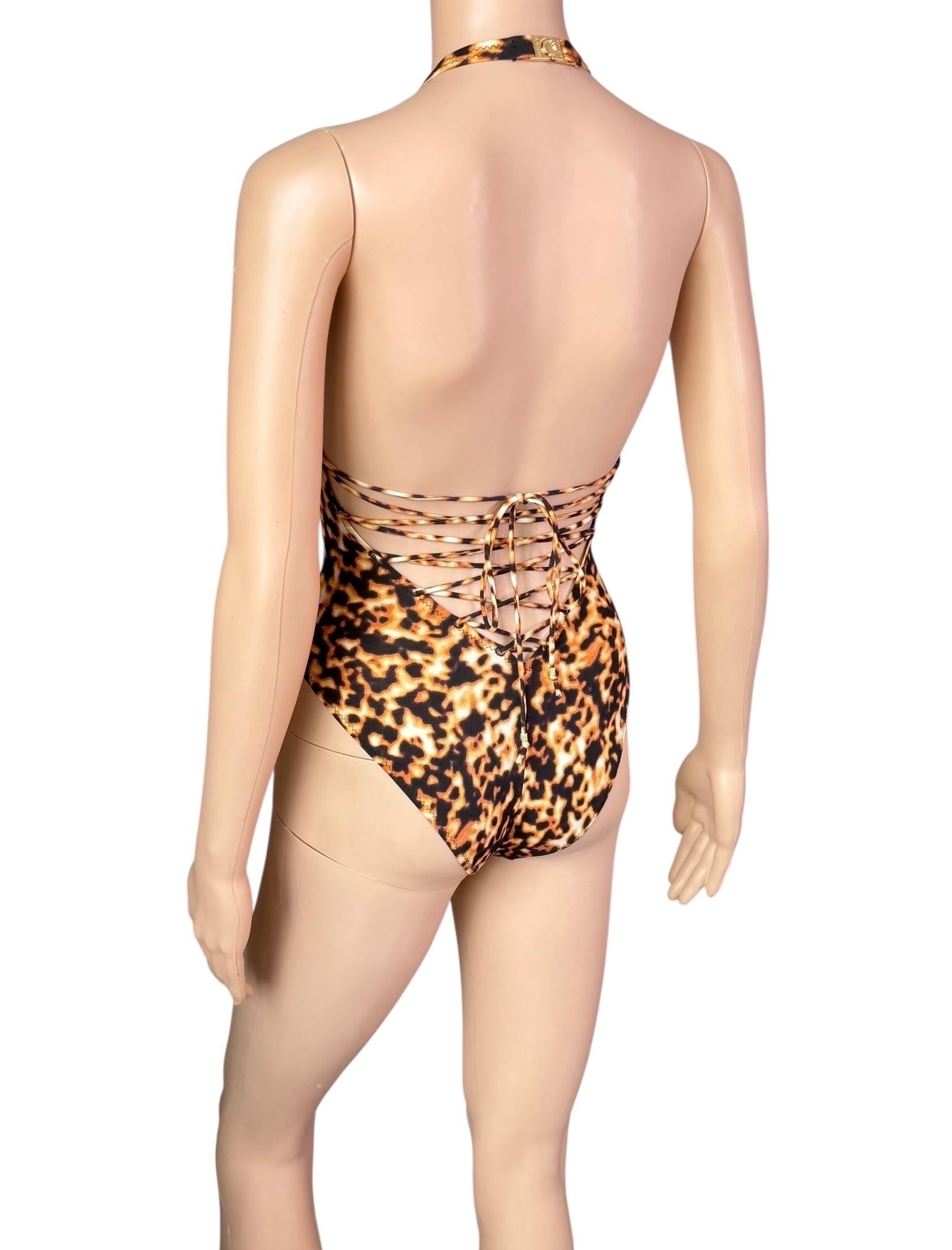 Roberto Cavalli S/S 2003 Runway Lace Up One Piece Bodysuit Swimwear Swimsuit en vente 4