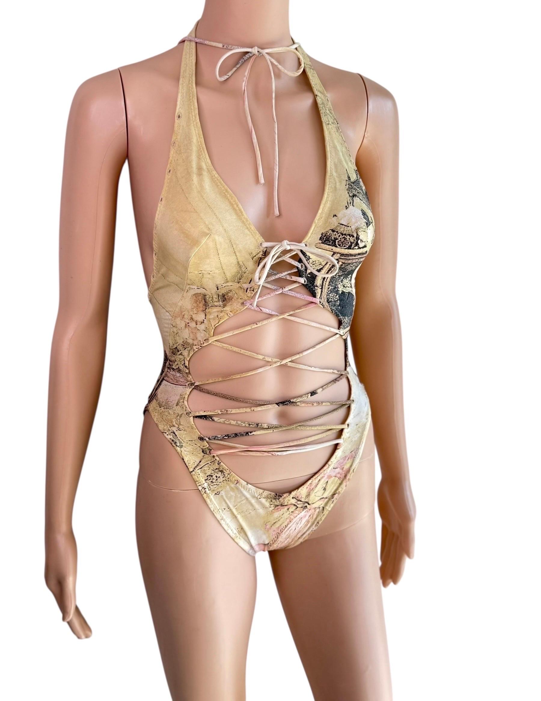 Roberto Cavalli S/S 2003 Laufsteg Schnürung Einteiliger Bodysuit Bademode Badeanzug im Angebot 4