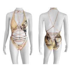 Roberto Cavalli S/S 2003 Runway Lace Up One Piece Bodysuit Swimwear Swimsuit