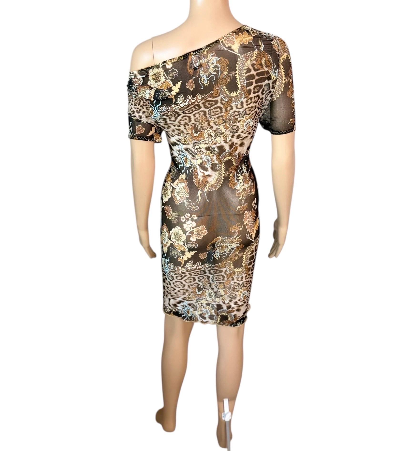Roberto Cavalli S/S 2003 - Mini robe en maille imprimée en chinoiserie diaphane en vente 14