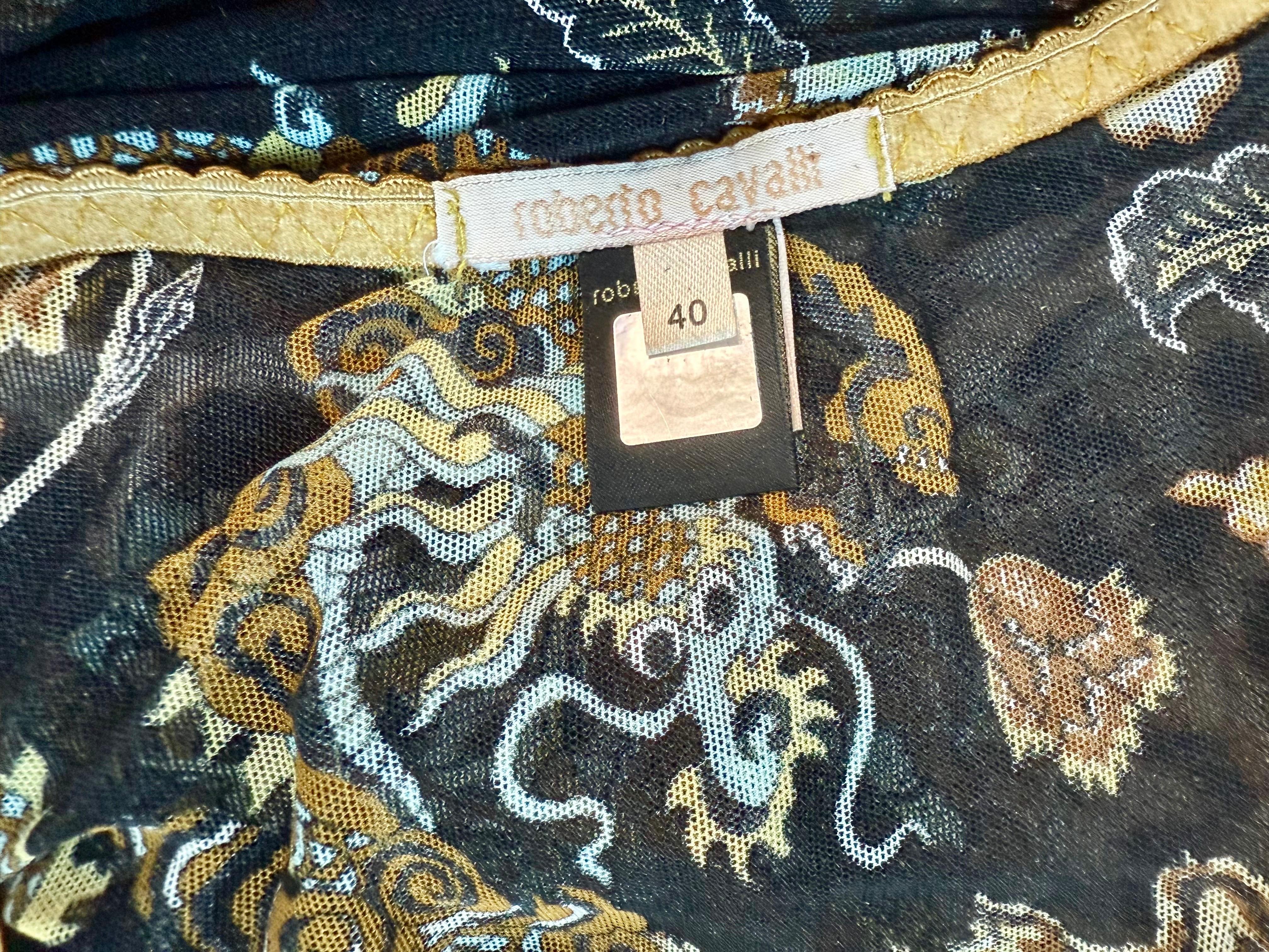 Roberto Cavalli S/S 2003 - Mini robe en maille imprimée en chinoiserie diaphane en vente 15