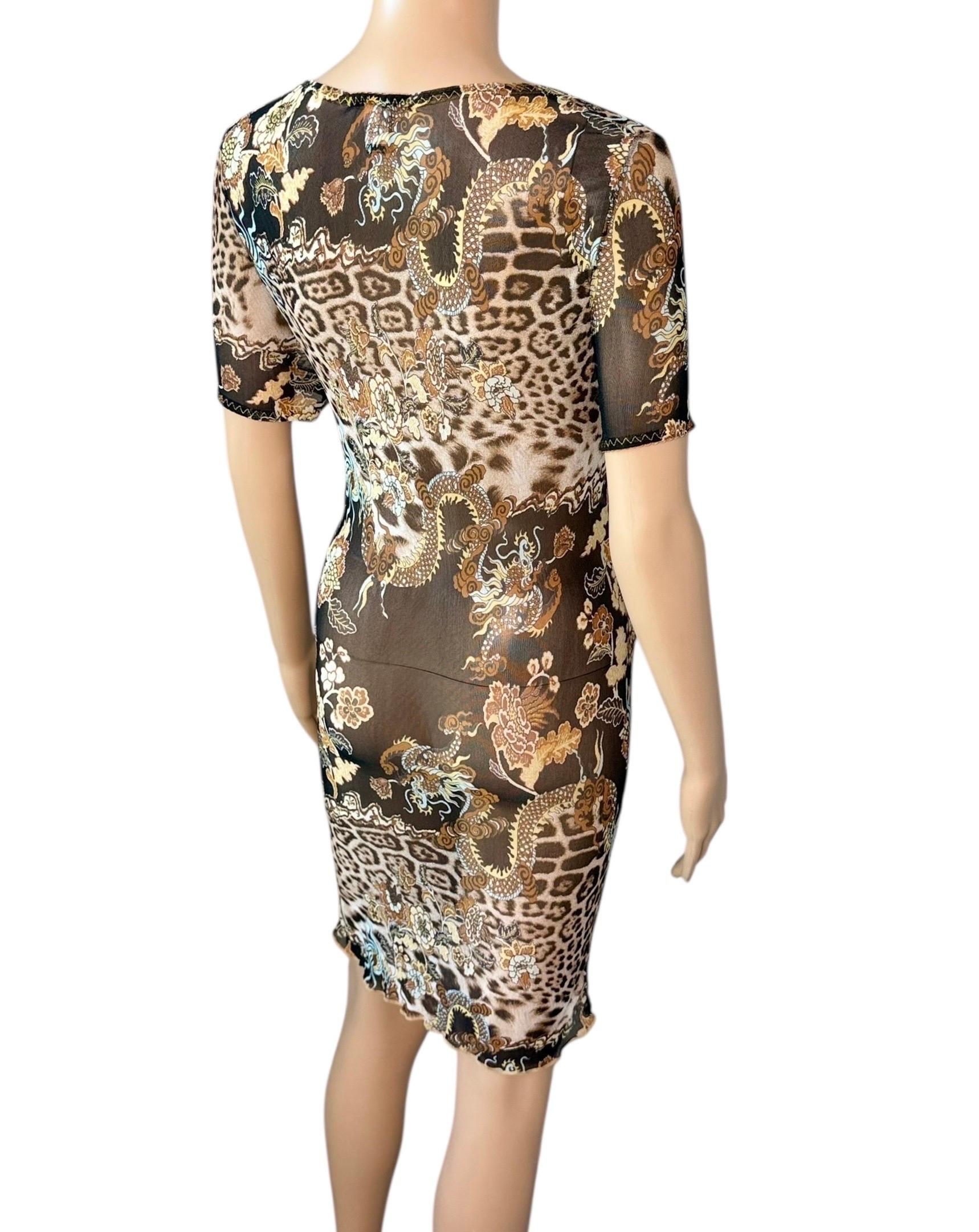 Roberto Cavalli S/S 2003 - Mini robe en maille imprimée en chinoiserie diaphane en vente 2