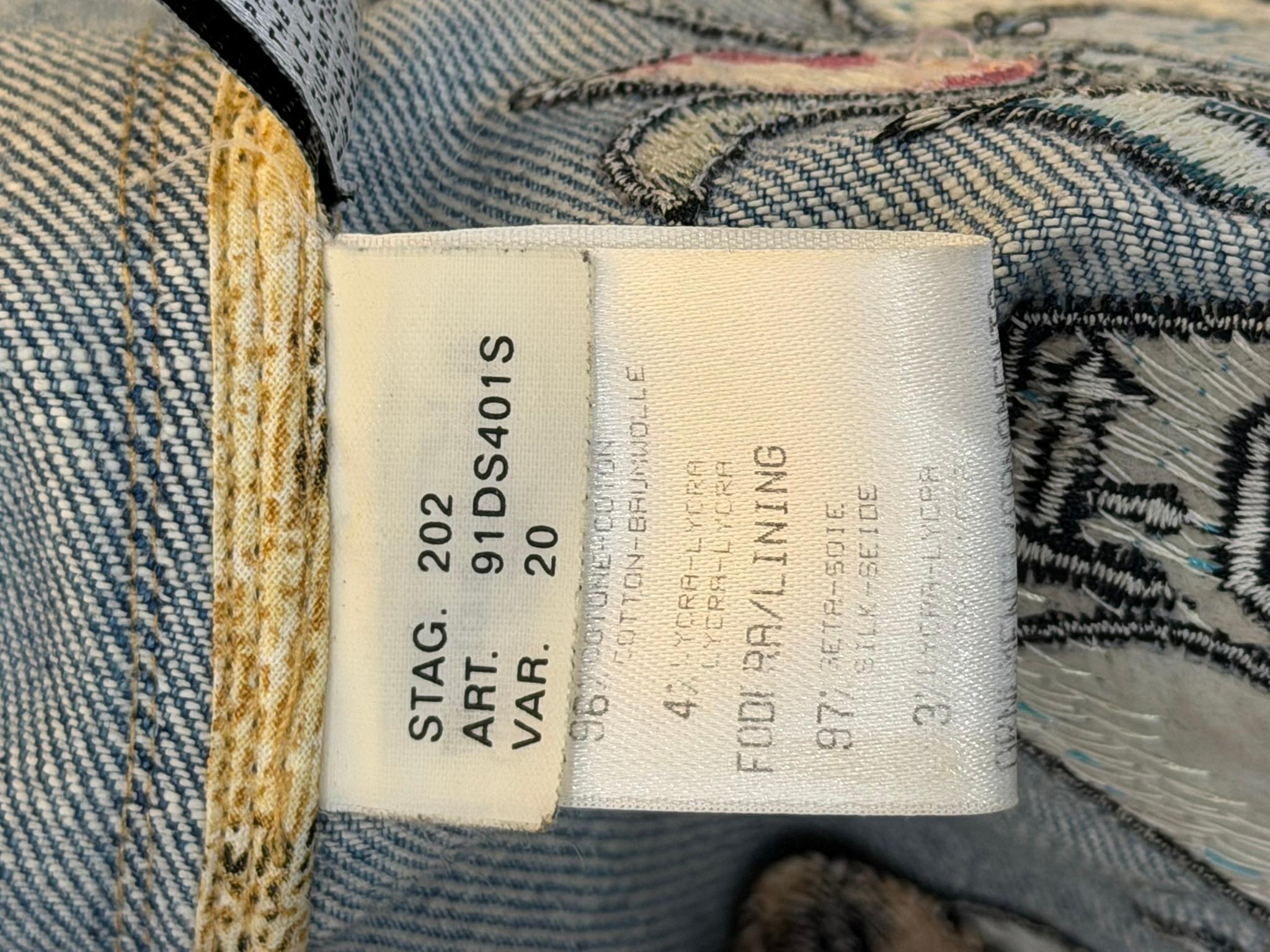 Roberto Cavalli S/S 2003 Tattoo Denim Jacket and Sheer Maxi Skirt Ensemble For Sale 10