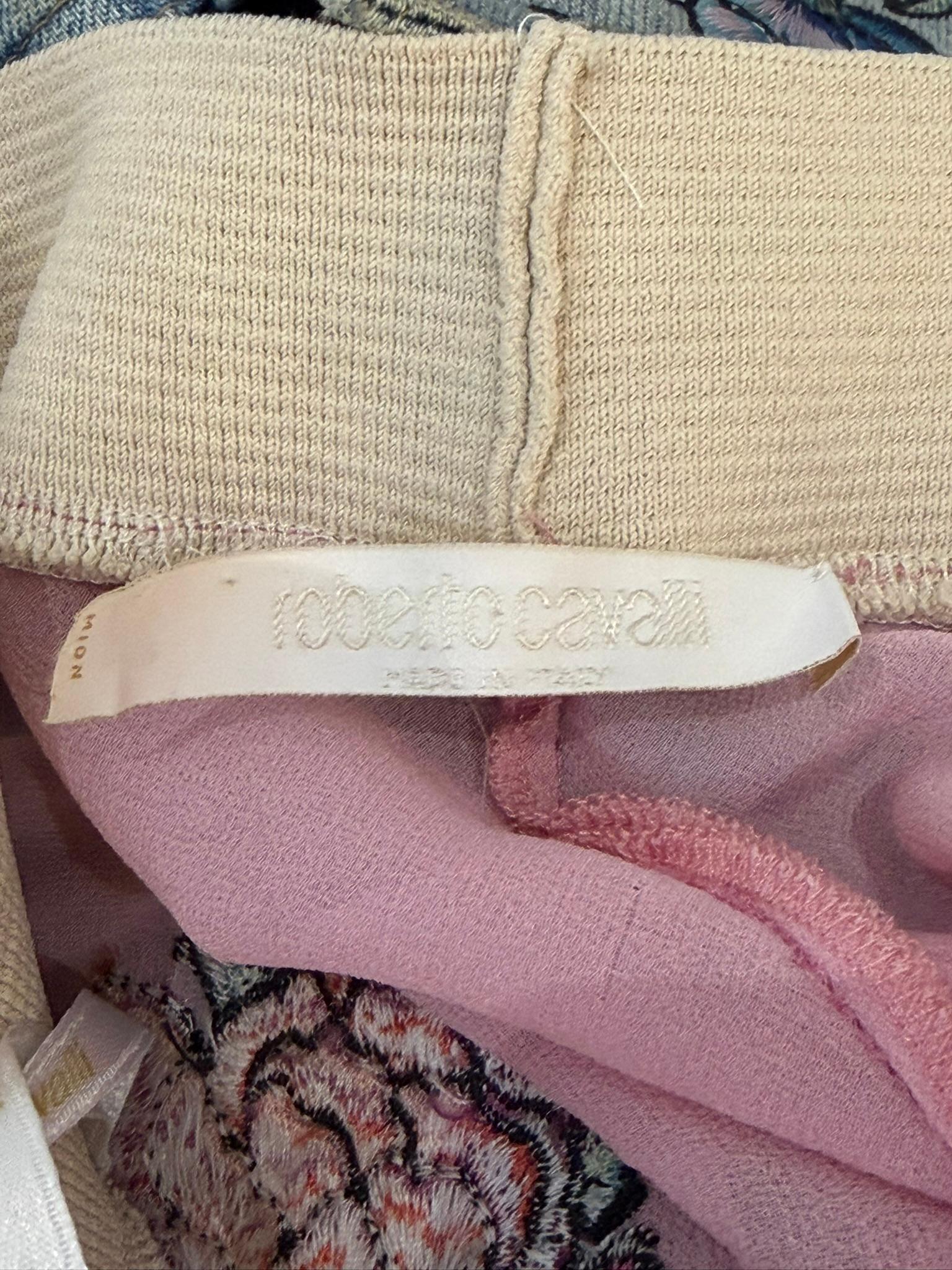 Roberto Cavalli S/S 2003 Tattoo Denim Jacket and Sheer Maxi Skirt Ensemble For Sale 11