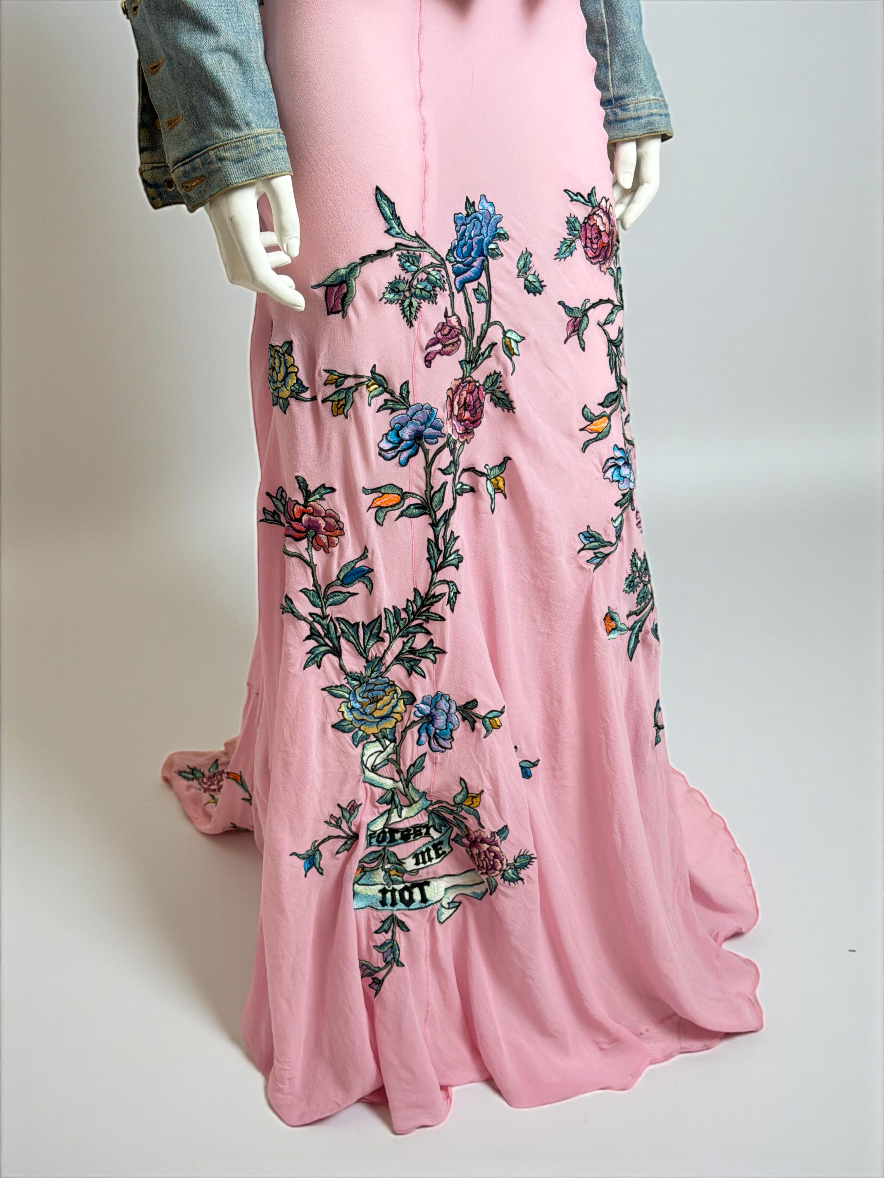 Roberto Cavalli S/S 2003 Tattoo Denim Jacket and Sheer Maxi Skirt Ensemble For Sale 1