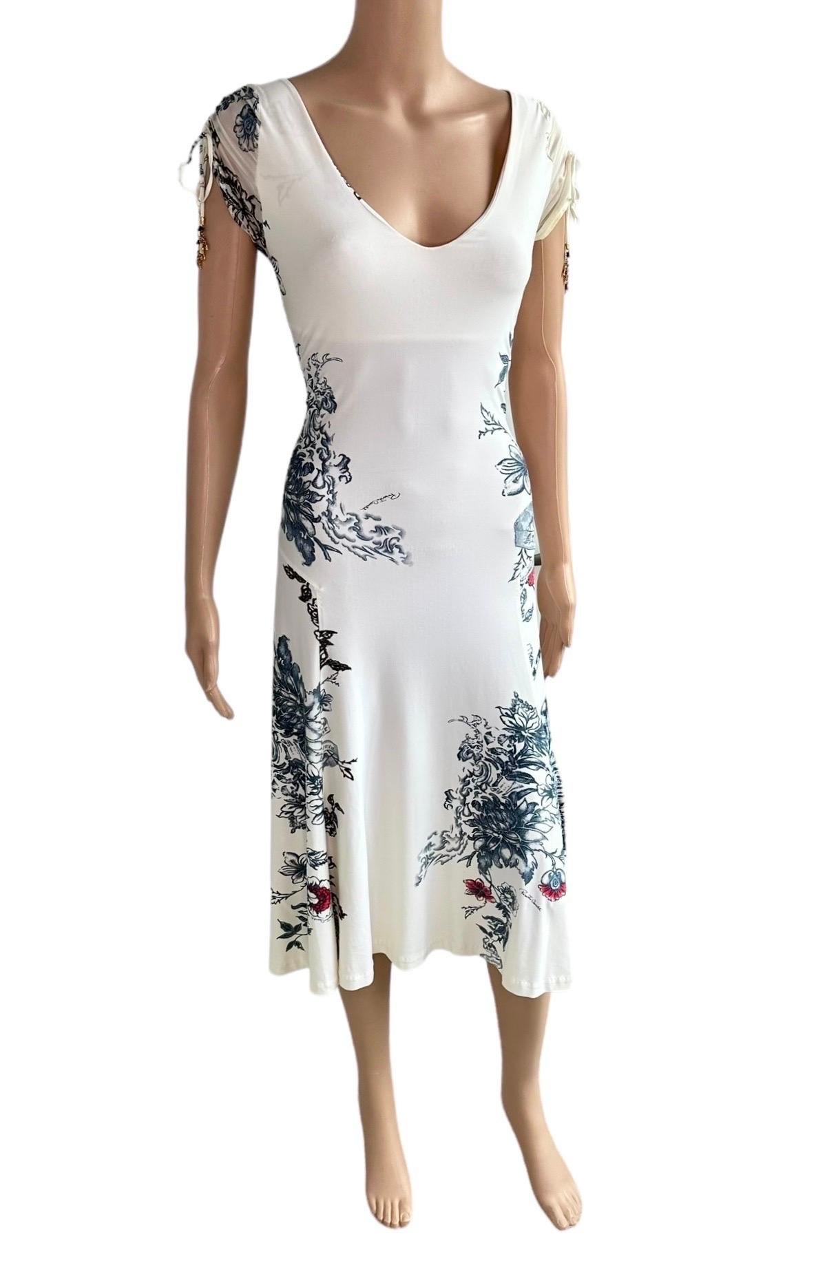 Roberto Cavalli S/S 2003 Tattoo Floral Abstract Print Midi Dress For Sale 6