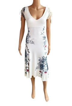 Roberto Cavalli S/S 2003 Tattoo Floral Abstract Print Midi Dress