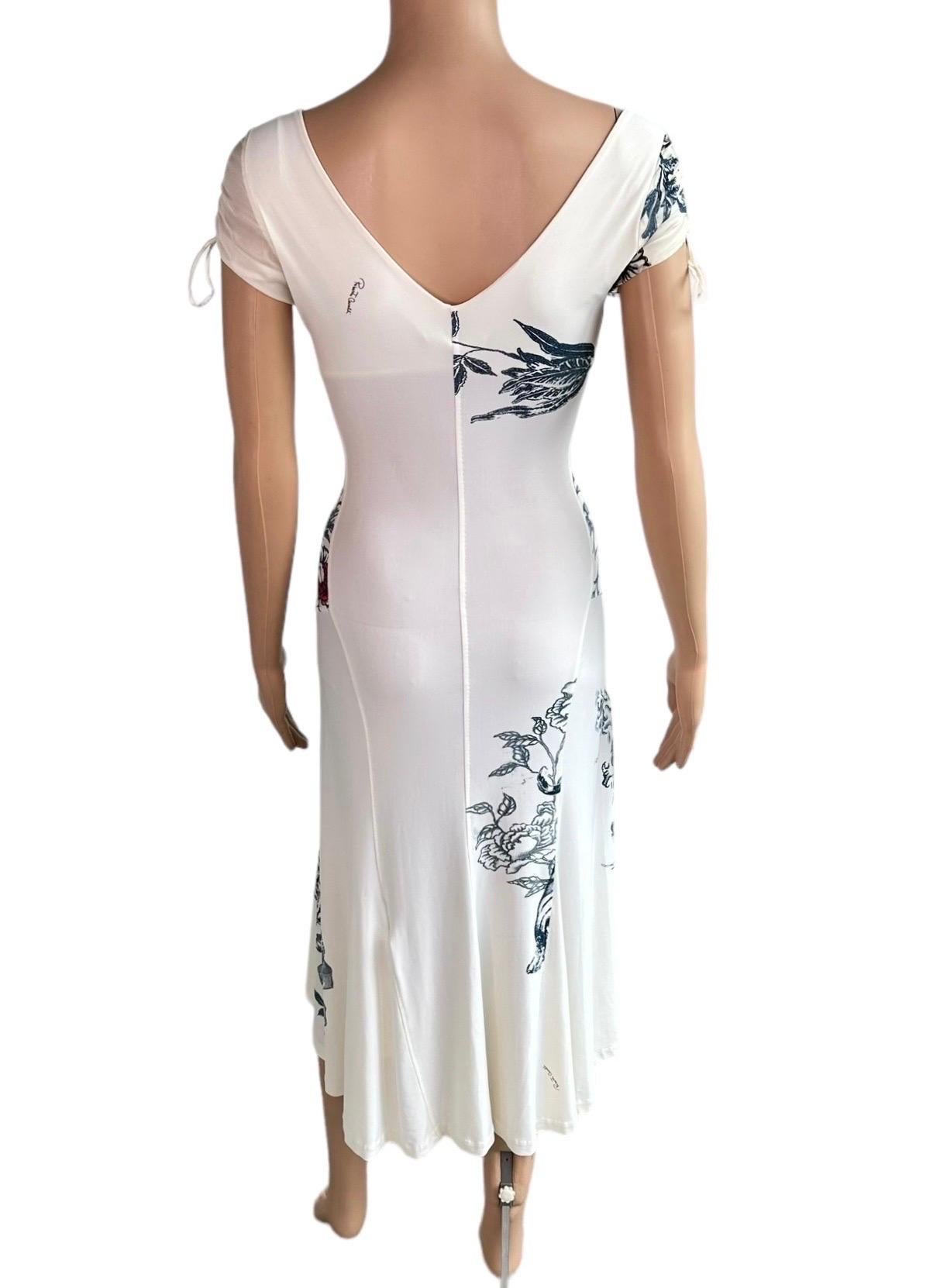Roberto Cavalli S/S 2003 Tattoo Floral Abstract Print Midi Dress For Sale 2