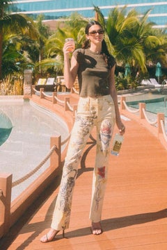 Roberto Cavalli Frühjahr/Sommer 2003 – Jeans mit „Amour Tiger“-Tattoo-Print