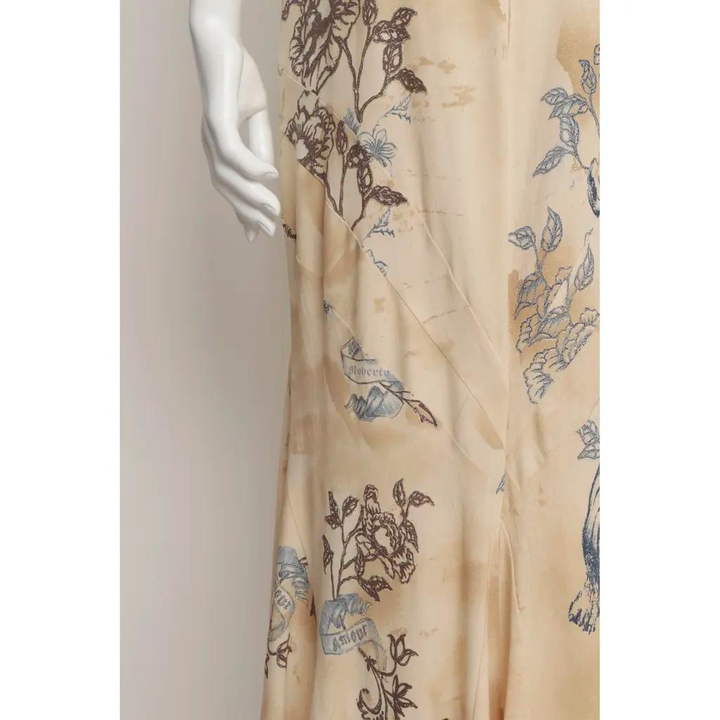 Roberto Cavalli S/S 2003 Tattoo Print Langes Kleid aus Seide - Größe Large im Angebot 5