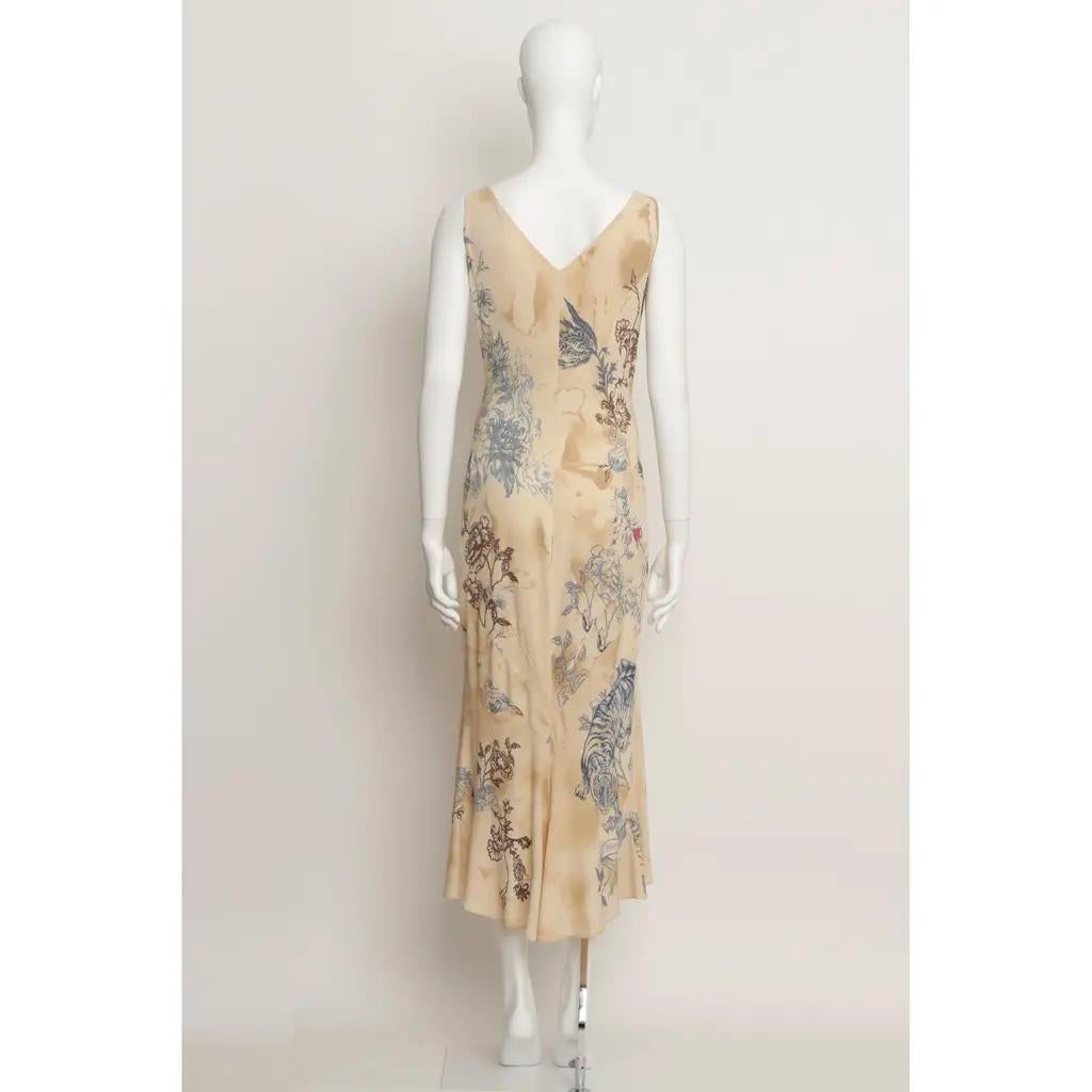 Roberto Cavalli S/S 2003 Tattoo Print Langes Kleid aus Seide - Größe Large im Zustand „Hervorragend�“ im Angebot in London, GB