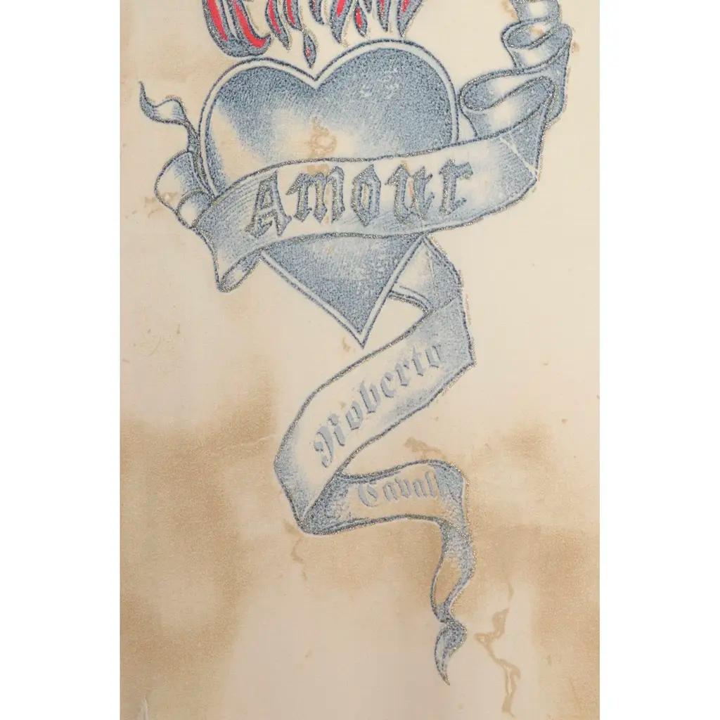 Roberto Cavalli S/S 2003 Tattoo Print Langes Kleid aus Seide - Größe Large im Angebot 3