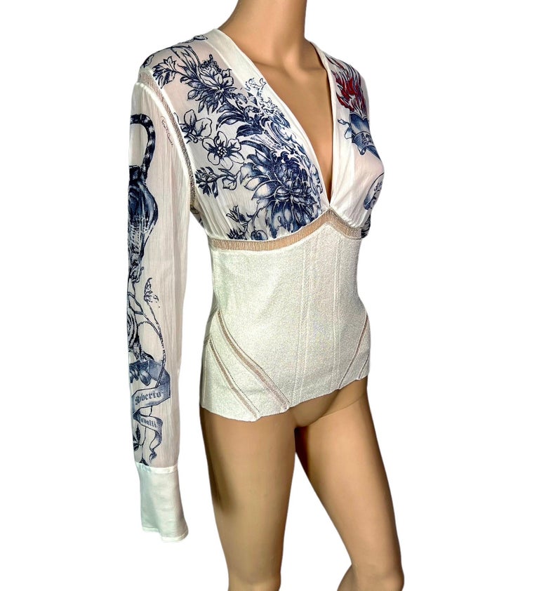Roberto Cavalli Suede and Silk Tattoo Blouse, SS 2003 main image 0
