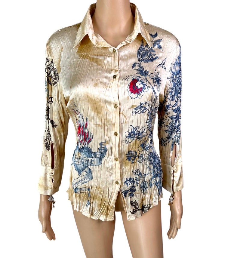 [Valentino] Valentino 23 Rose Print All-Over Silk Shirt Blouse Top 3B3CI0R1844 Red 36 [Used] [Authenticated and Guaranteed Authentic] 205996