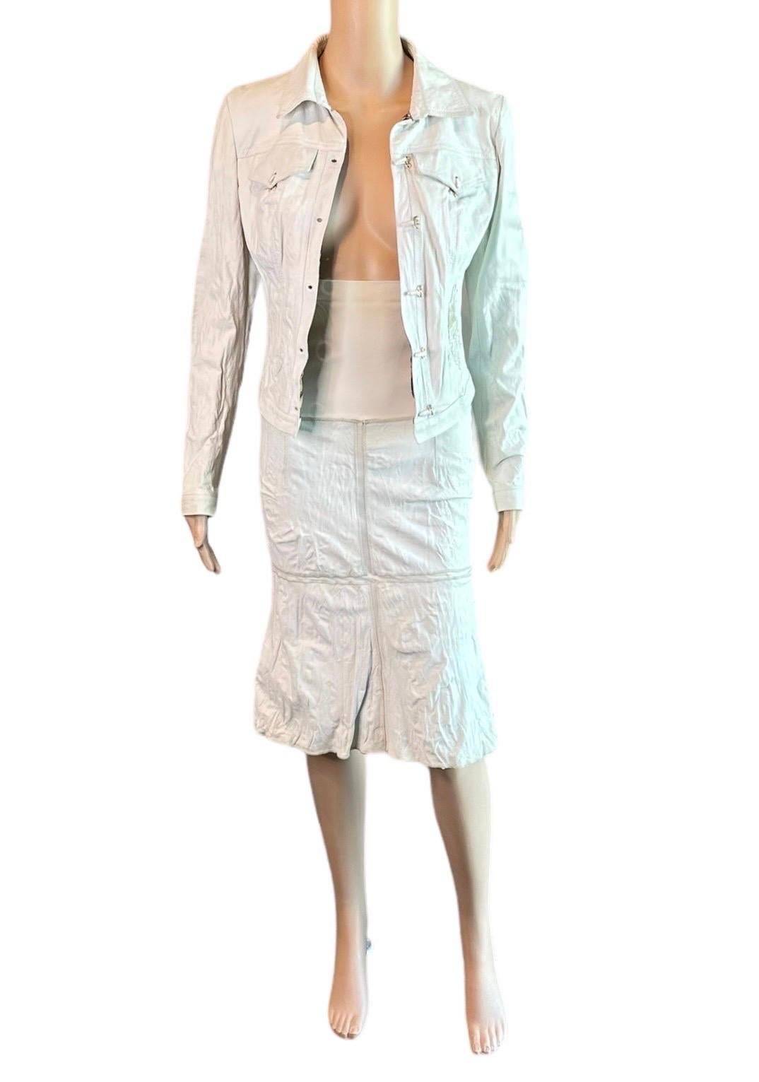 Roberto Cavalli S/S 2003 Unworn Leather Jacket Coat & Skirt 2 Piece Set Ensemble For Sale 4