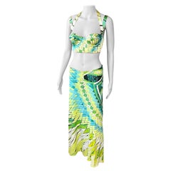 Roberto Cavalli S/S 2004 Bustier Bra Crop Top & Maxi Skirt Ensemble 2 Piece Set