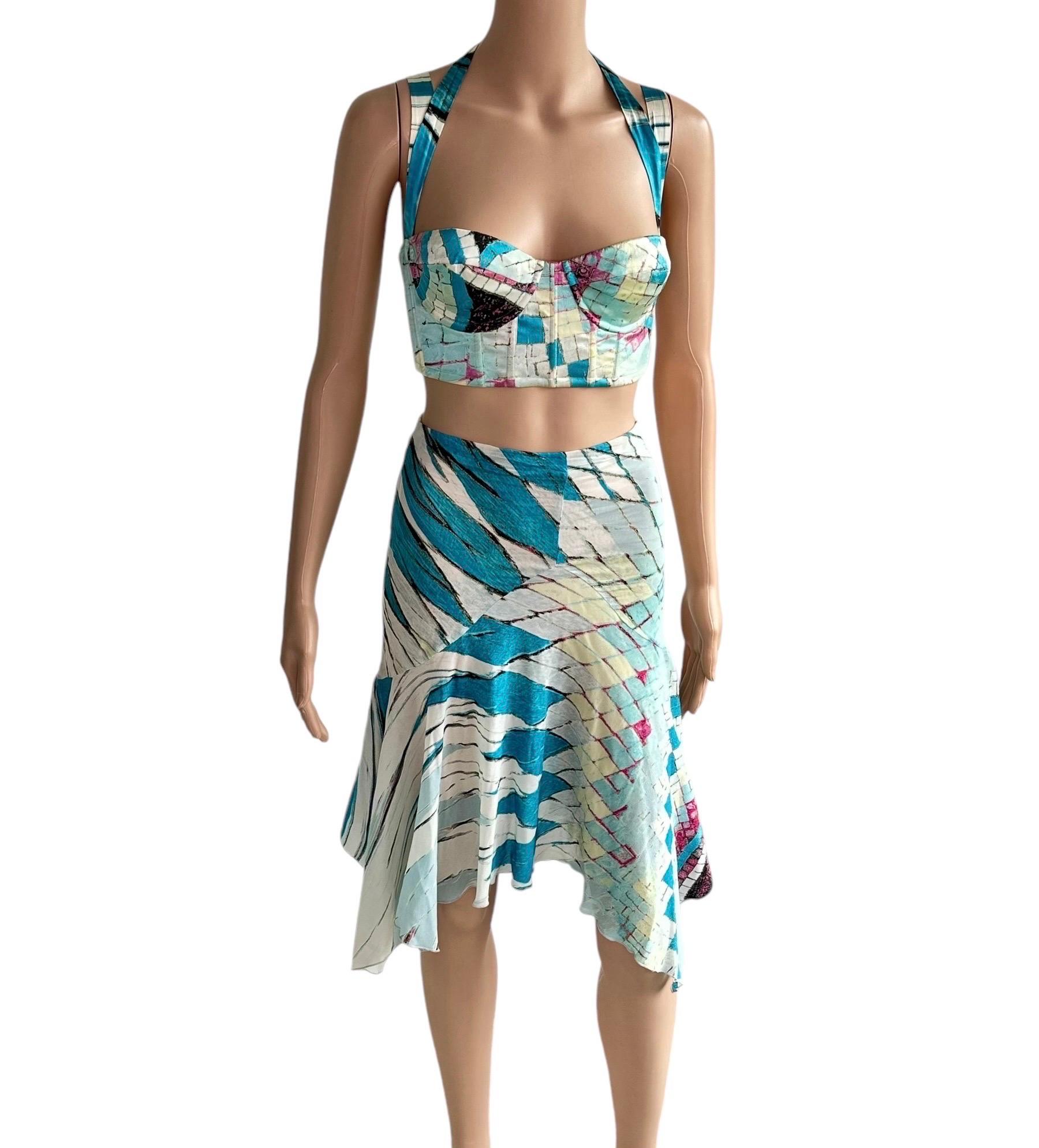 Roberto Cavalli S/S 2004 Bustier Bra Crop Top & Mini Skirt Ensemble 2 Pieces en vente 5