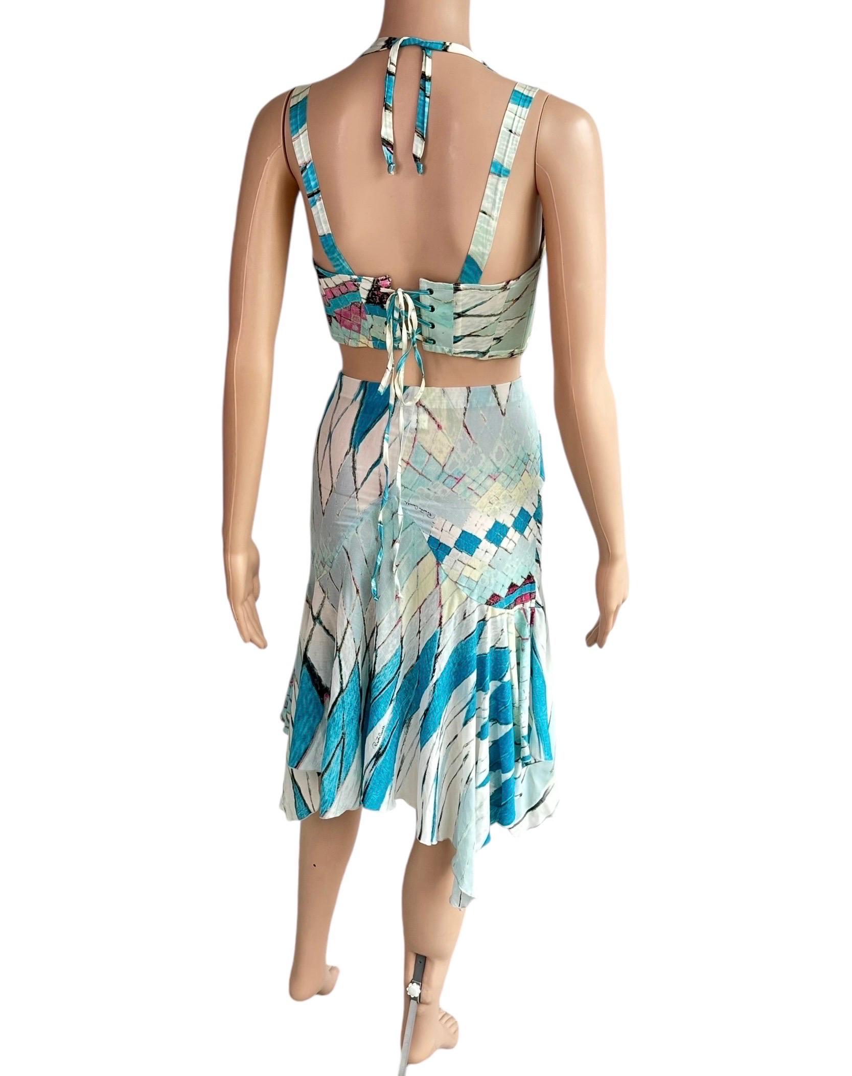 Roberto Cavalli S/S 2004 Bustier Bra Crop Top & Mini Skirt Ensemble 2 Pieces en vente 10