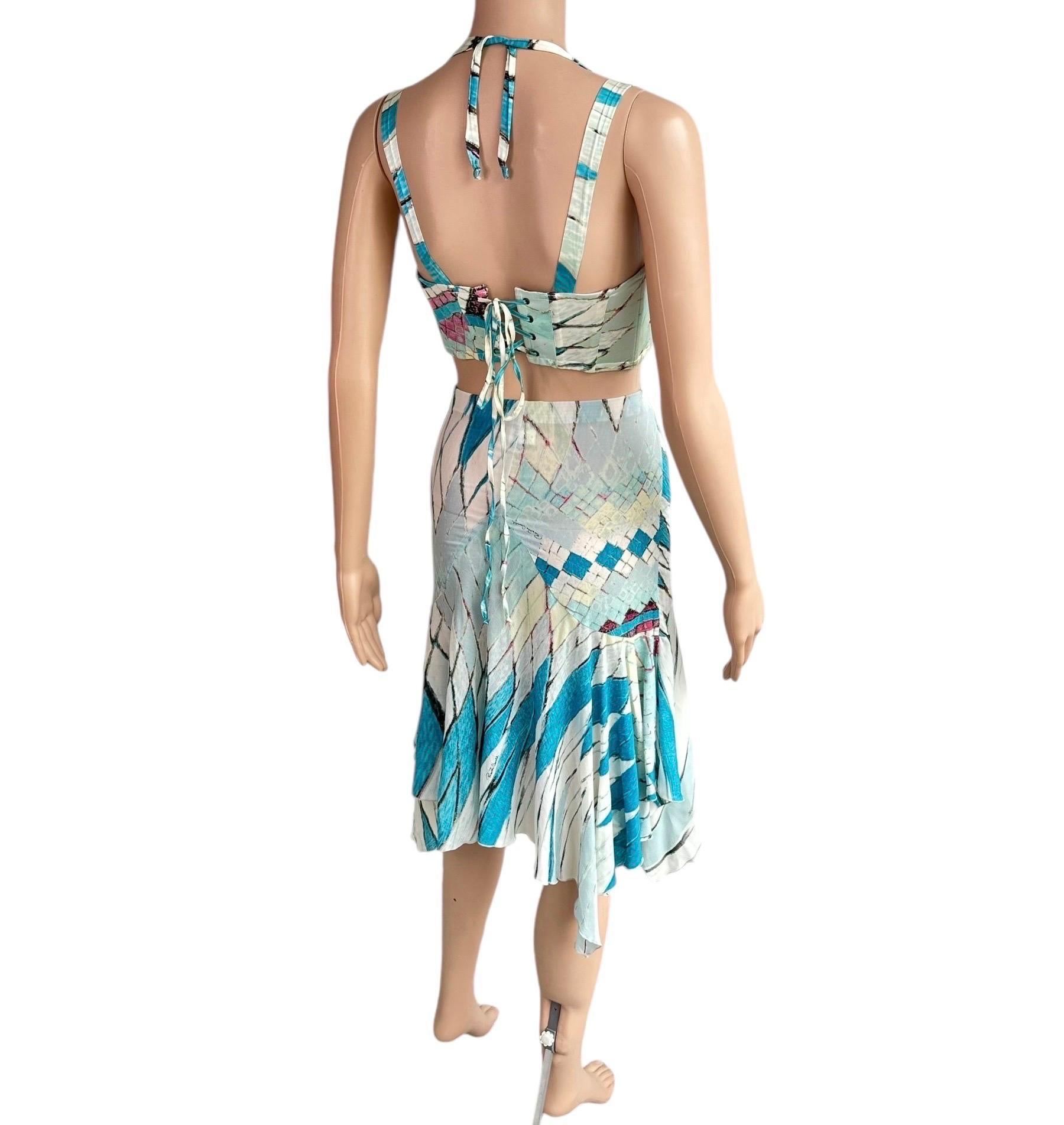 Roberto Cavalli S/S 2004 Bustier Bra Crop Top & Mini Skirt Ensemble 2 Pieces en vente 13
