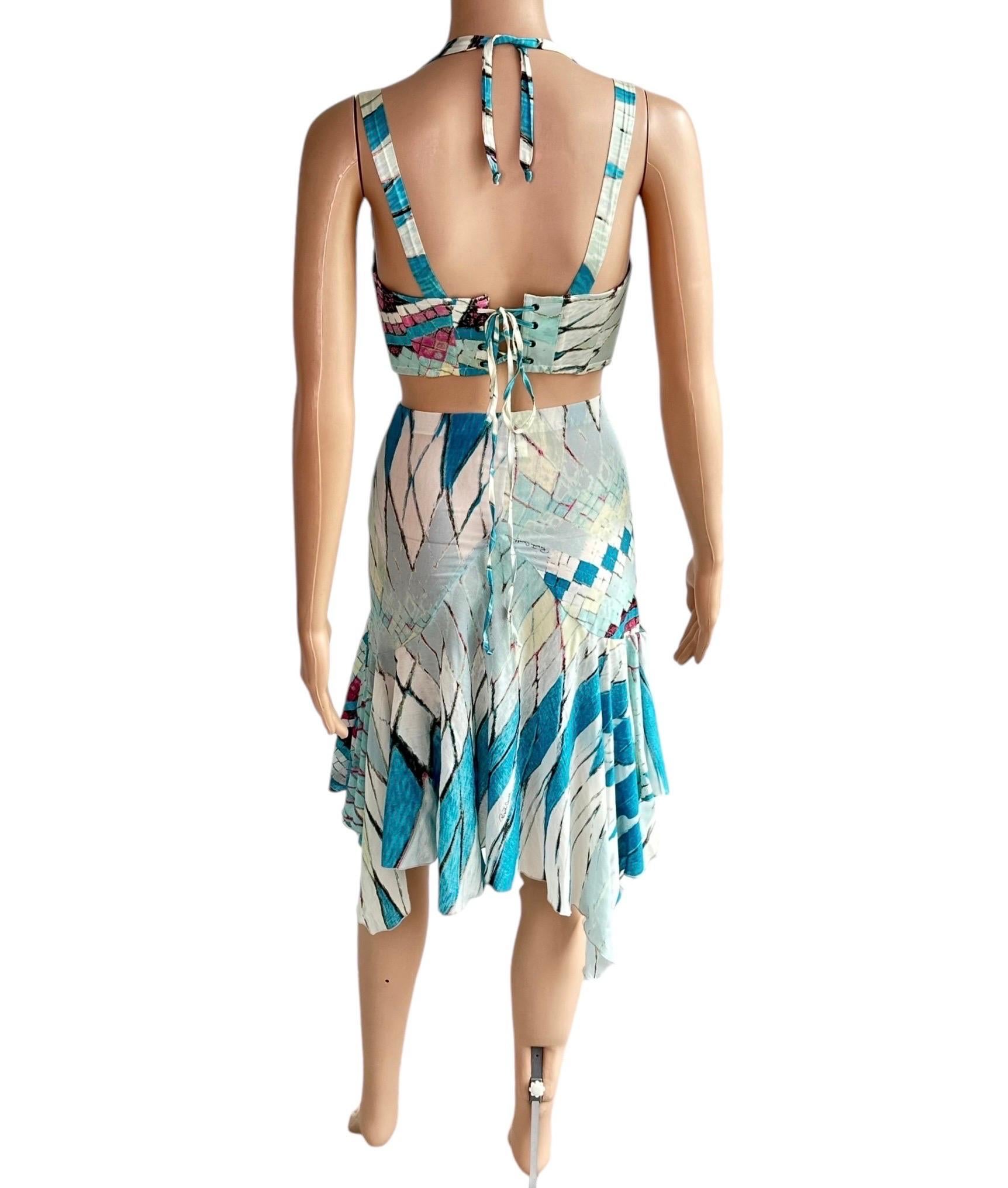 Roberto Cavalli S/S 2004 Bustier Bra Crop Top & Mini Skirt Ensemble 2 Pieces en vente 4