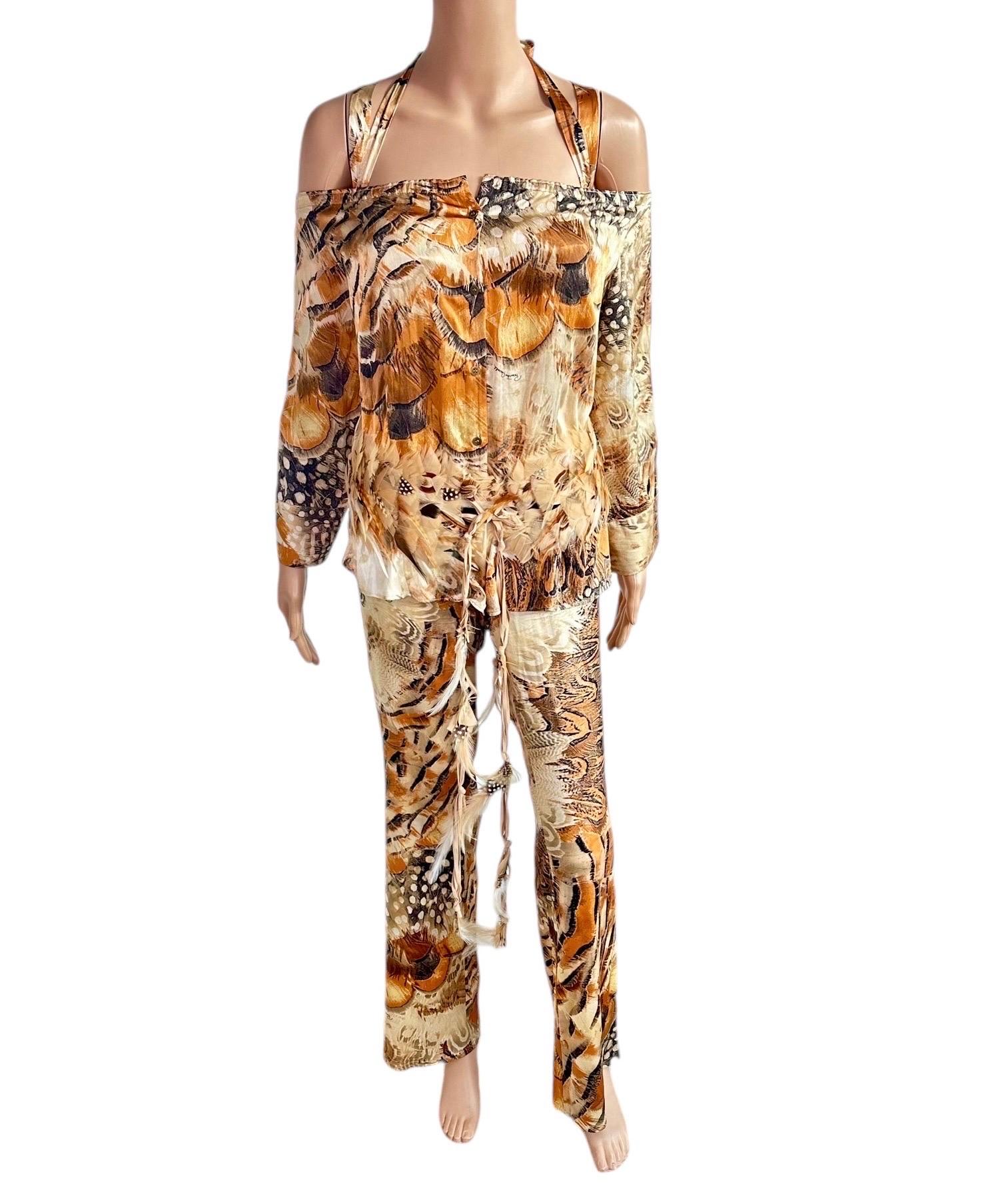 Ensemble 4 pièces Bustier Corset Bra Top Pantalon Ceinture Roberto Cavalli S/S 2004 en vente 5