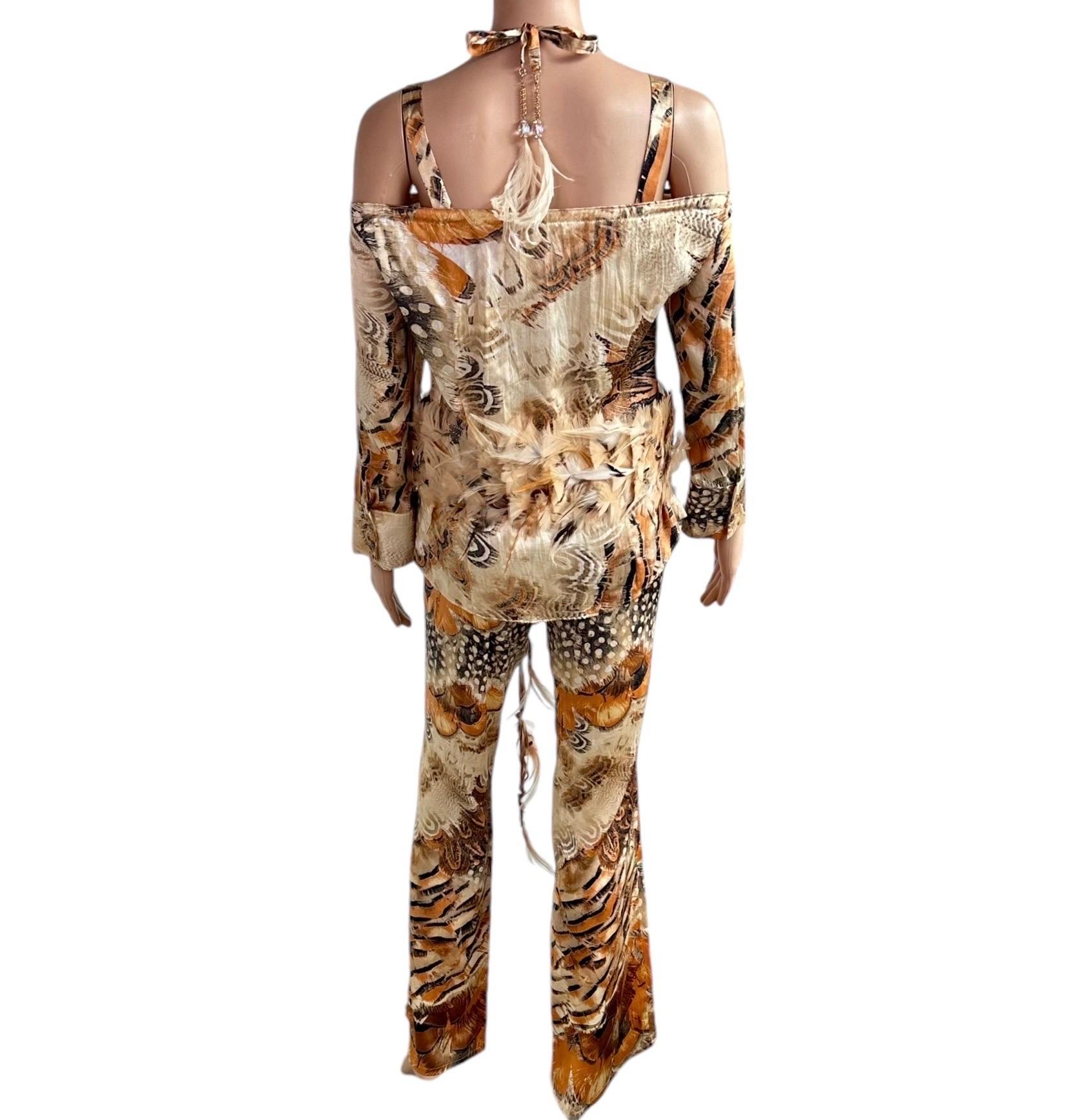 Ensemble 4 pièces Bustier Corset Bra Top Pantalon Ceinture Roberto Cavalli S/S 2004 en vente 11