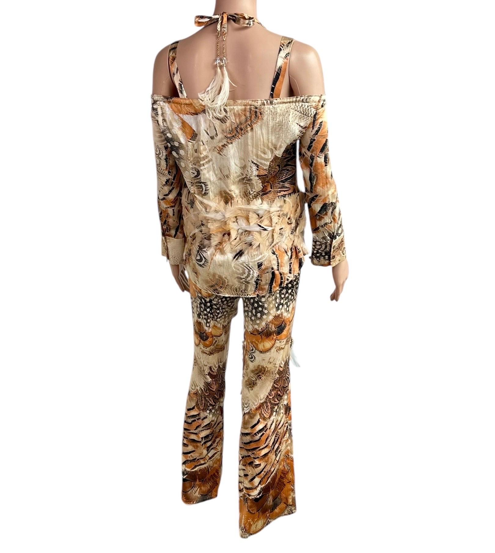 Ensemble 4 pièces Bustier Corset Bra Top Pantalon Ceinture Roberto Cavalli S/S 2004 en vente 12