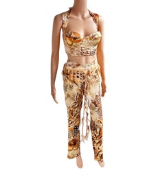 Roberto Cavalli S/S 2004 Bustier Corset Bra Top Pants Belt Ensemble 4 Piece Set