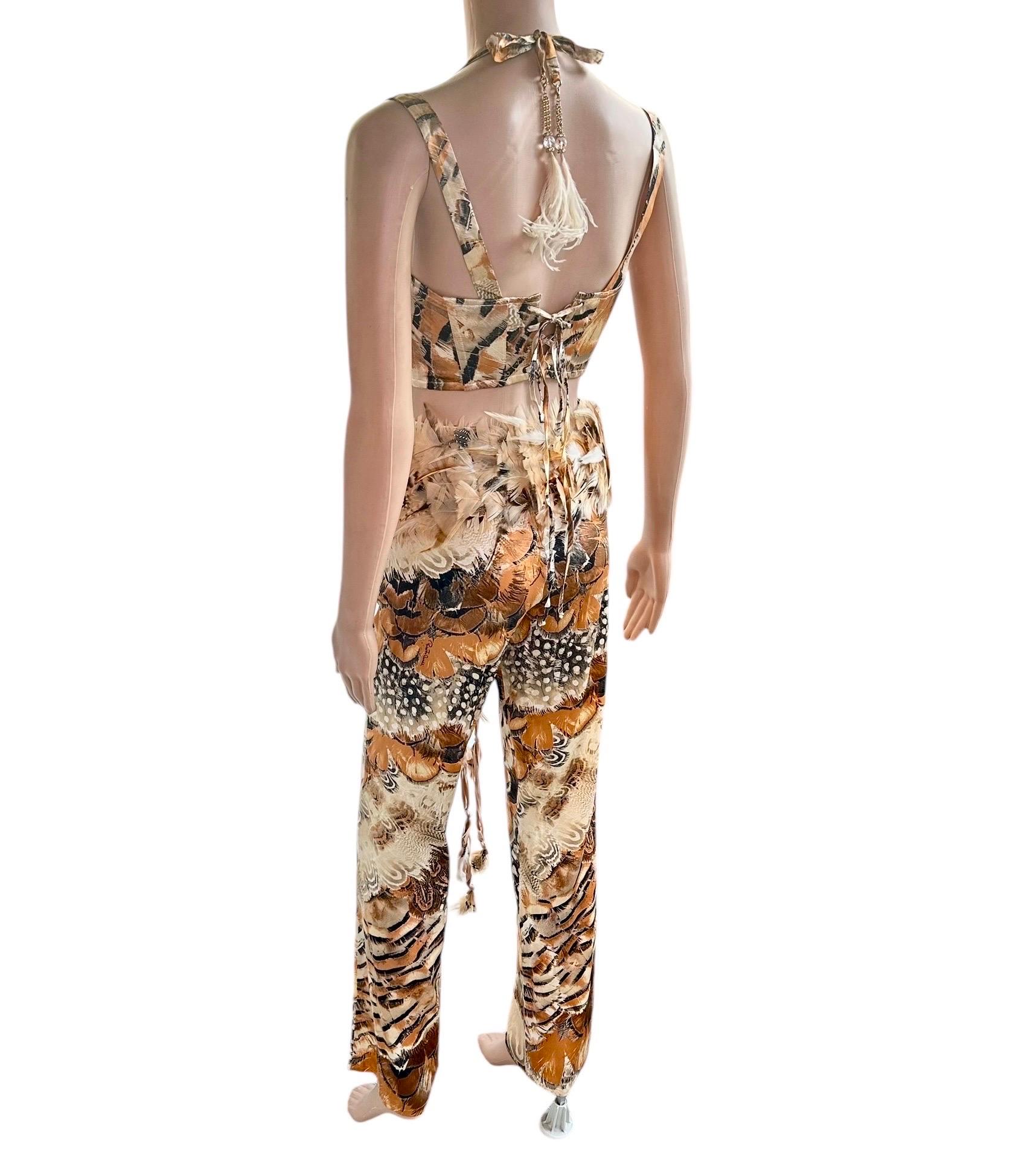 Ensemble 4 pièces Bustier Corset Bra Top Pantalon Ceinture Roberto Cavalli S/S 2004 en vente 1