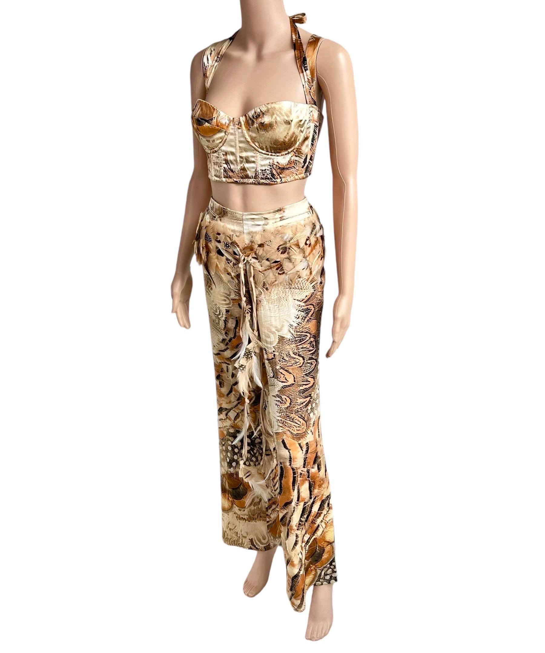 Ensemble 4 pièces Bustier Corset Bra Top Pantalon Ceinture Roberto Cavalli S/S 2004 en vente 2