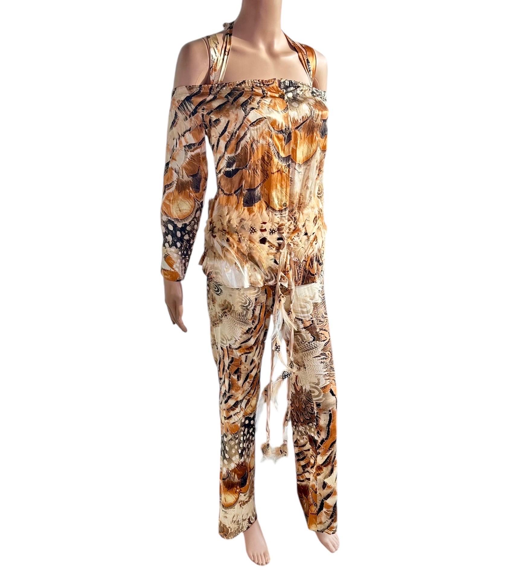 Ensemble 4 pièces Bustier Corset Bra Top Pantalon Ceinture Roberto Cavalli S/S 2004 en vente 4