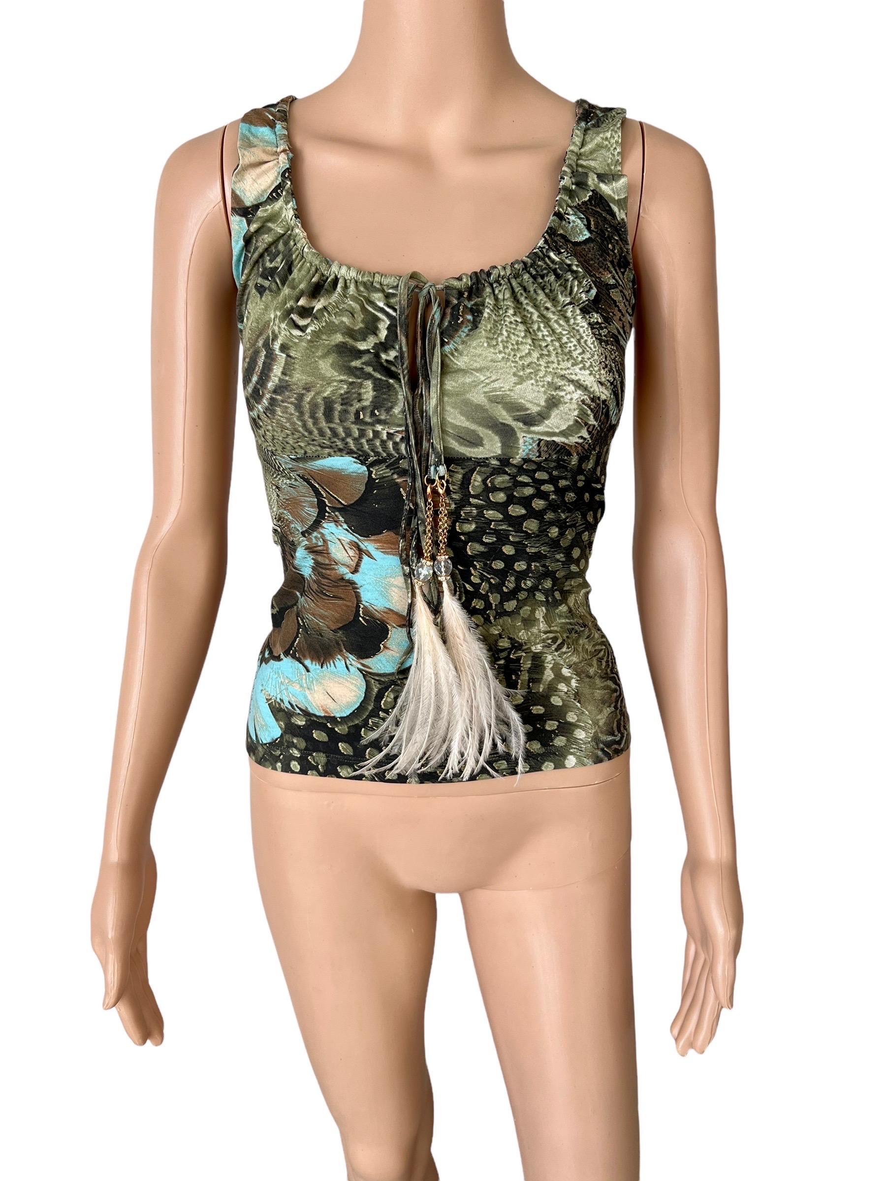 Roberto Cavalli S/S 2004 Bustier Feather Embellished Top In Good Condition In Naples, FL