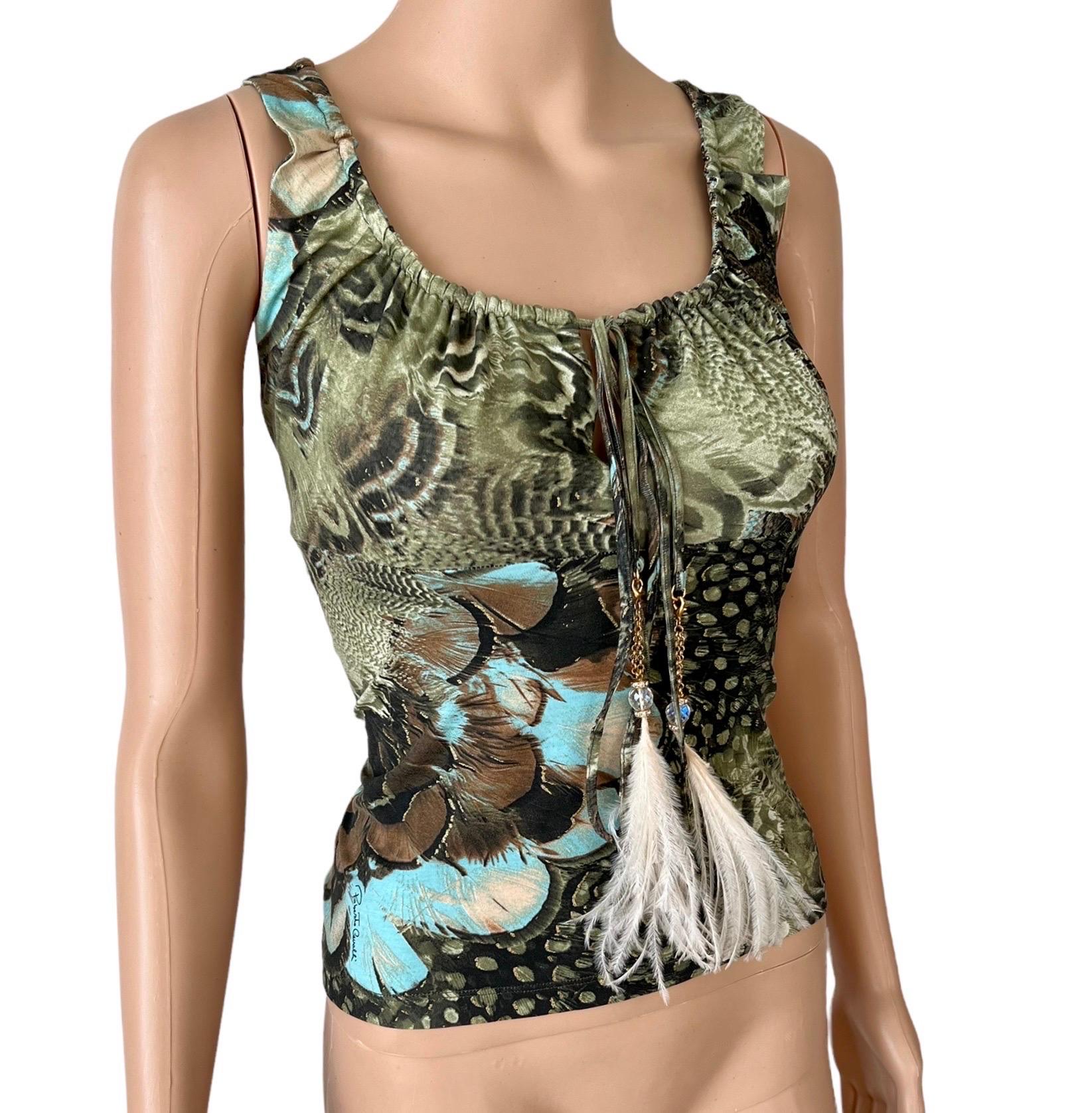 Roberto Cavalli S/S 2004 Bustier Feather Embellished Top 1