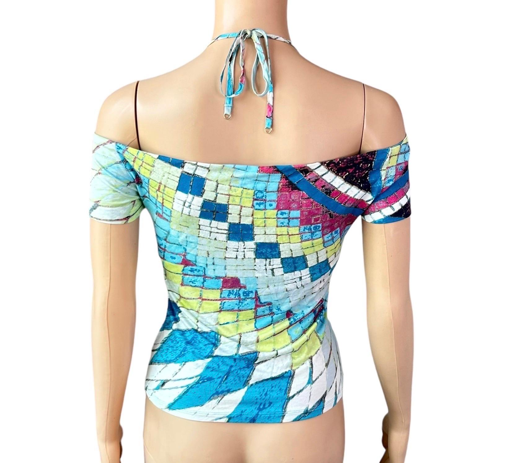 Roberto Cavalli - P/E 2004 - Camicia a manica fredda off shoulder Blouse Top In condizioni buone in vendita a Naples, FL