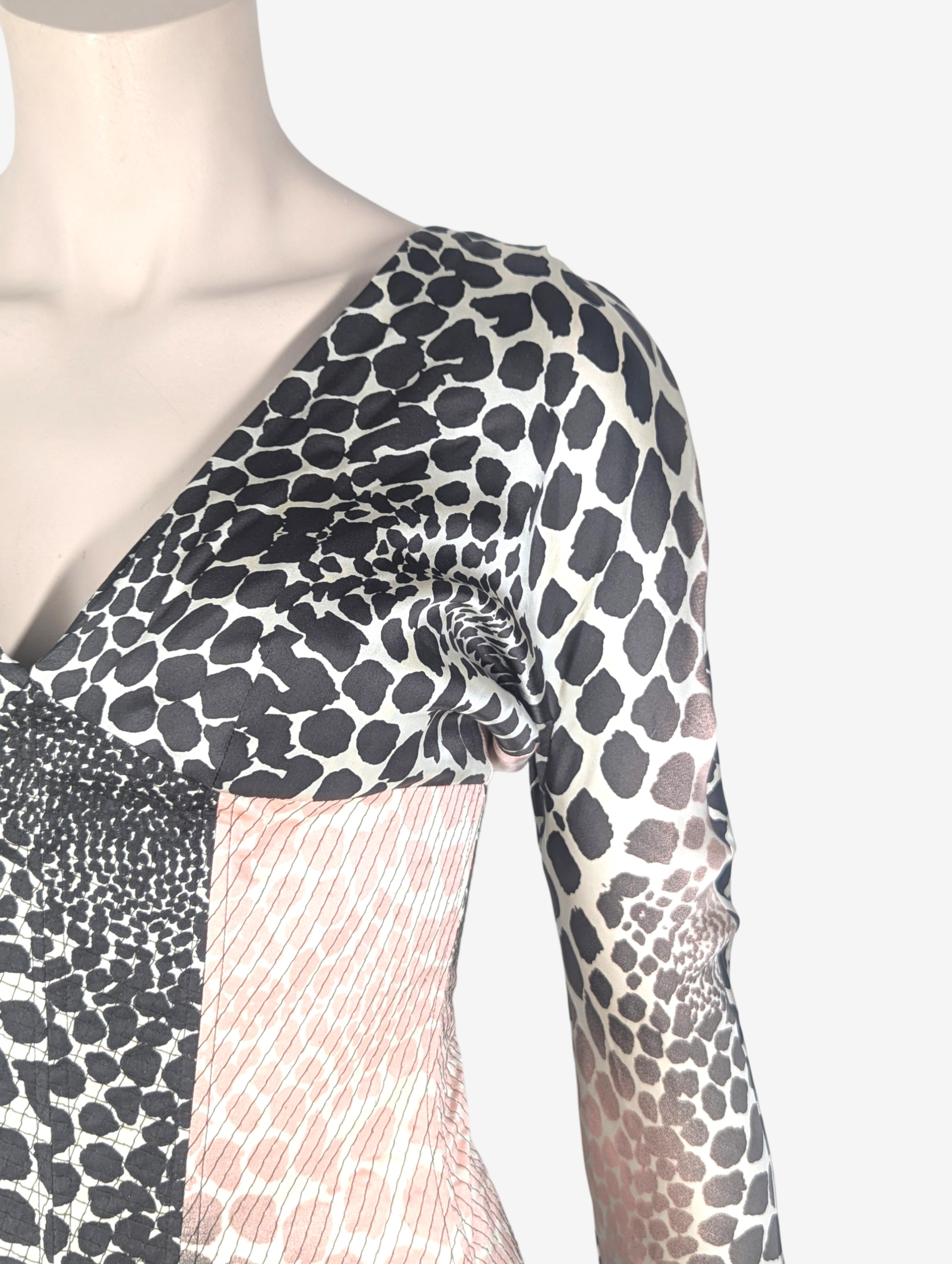 Gray Roberto Cavalli S/S 2004 Collection Cheetah Print Silk Dress For Sale