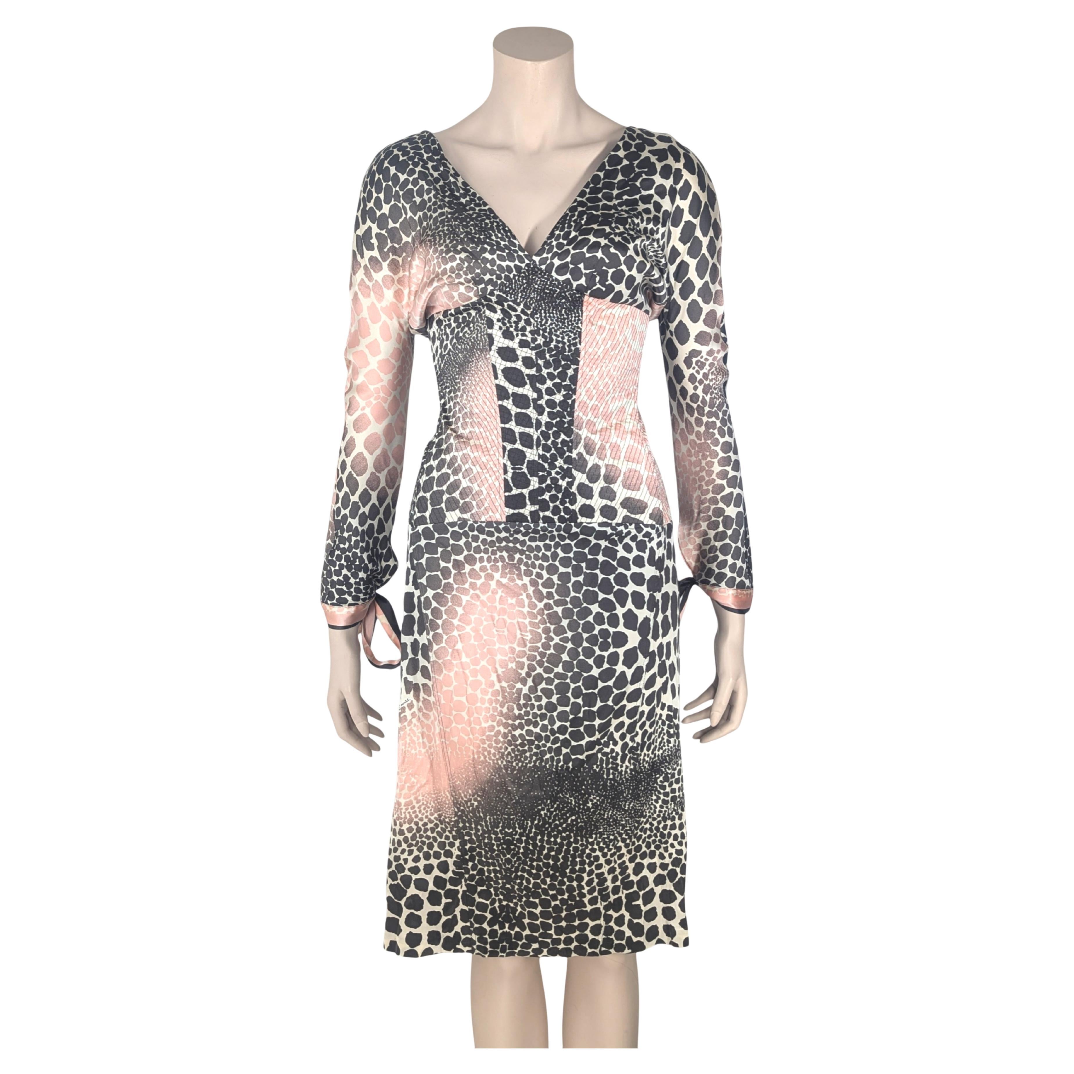 Roberto Cavalli S/S 2004 Collection Cheetah Print Silk Dress For Sale
