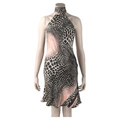Roberto Cavalli S/S 2004 Collection Cheetah Print Silk Halter Dress Roberto Cavalli S/S 2004 Collection Cheetah Print Silk Halter Dress