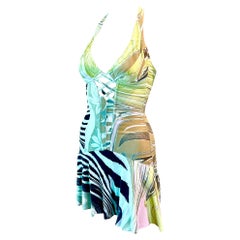 Roberto Cavalli S/S 2004 Corset Lace Up Plunging Neckline Mini Dress