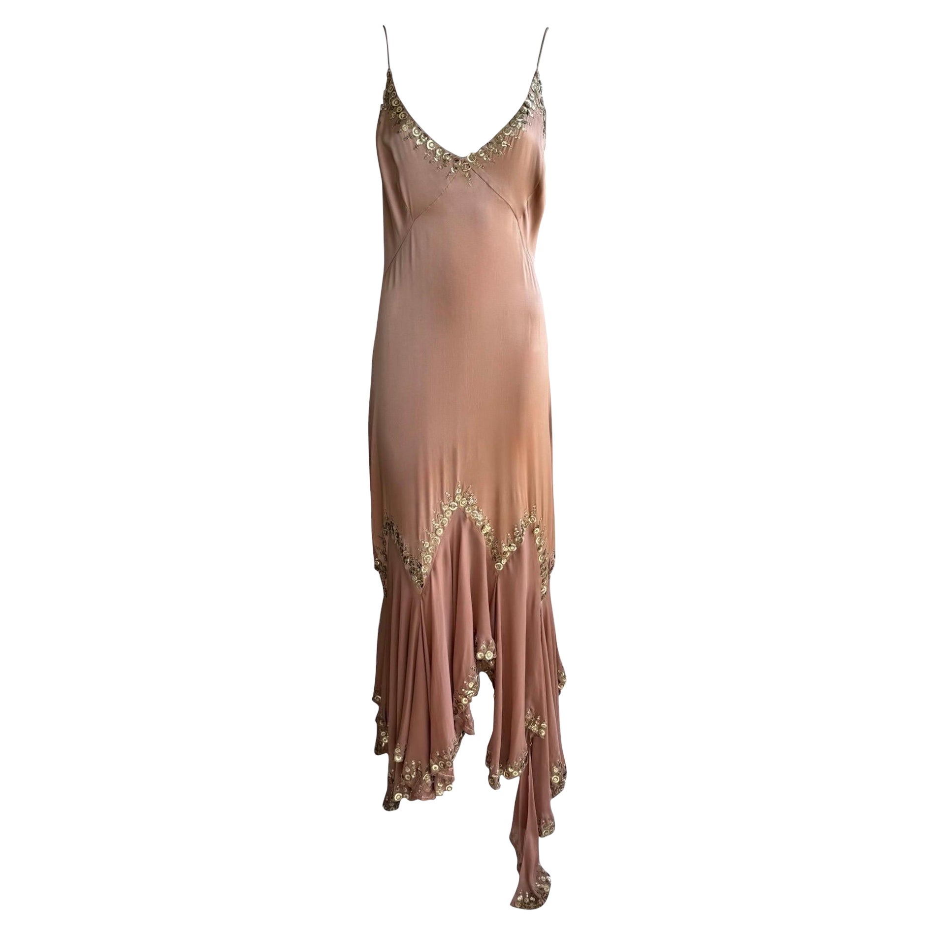 Vestido de seda con adornos de Roberto Cavalli, primavera-verano 2004