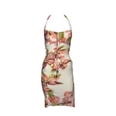 Roberto Cavalli, collection printemps-été 2004 : mini-robe dos nu à imprimé « Ivory Orchid »