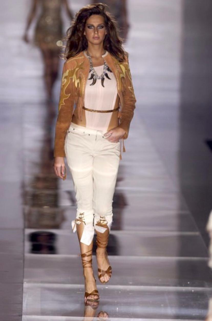 Roberto Cavalli S/S 2004 lace-up corset deer leather jacket In Excellent Condition For Sale In Rome, IT