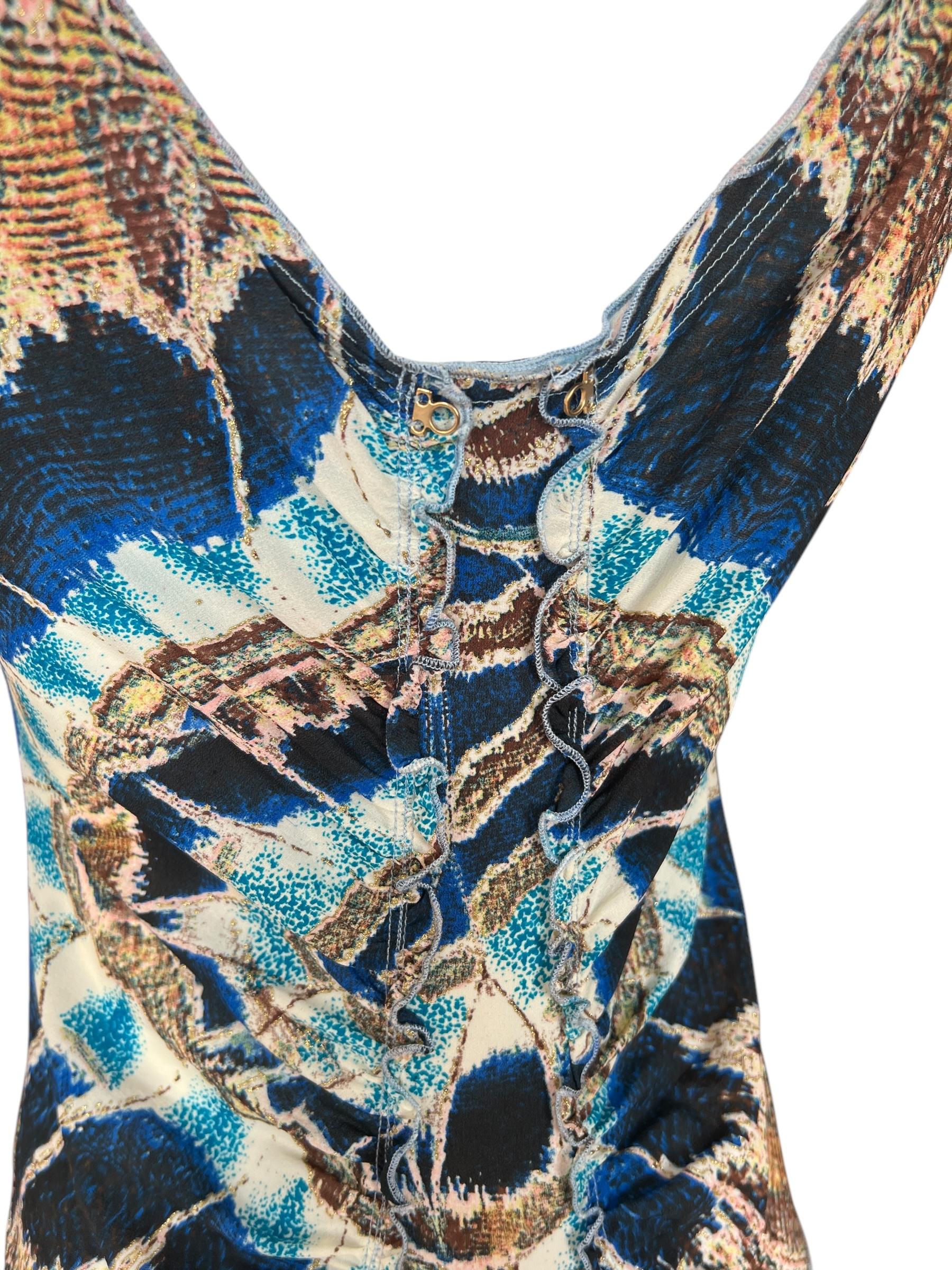 Donna Roberto Cavalli - P/E 2004 - abito midi in seta multicolore in vendita