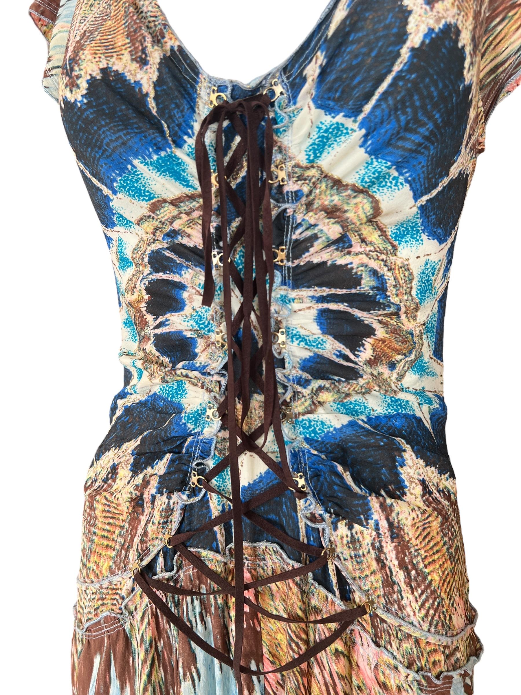 Roberto Cavalli - P/E 2004 - abito midi in seta multicolore in vendita 1