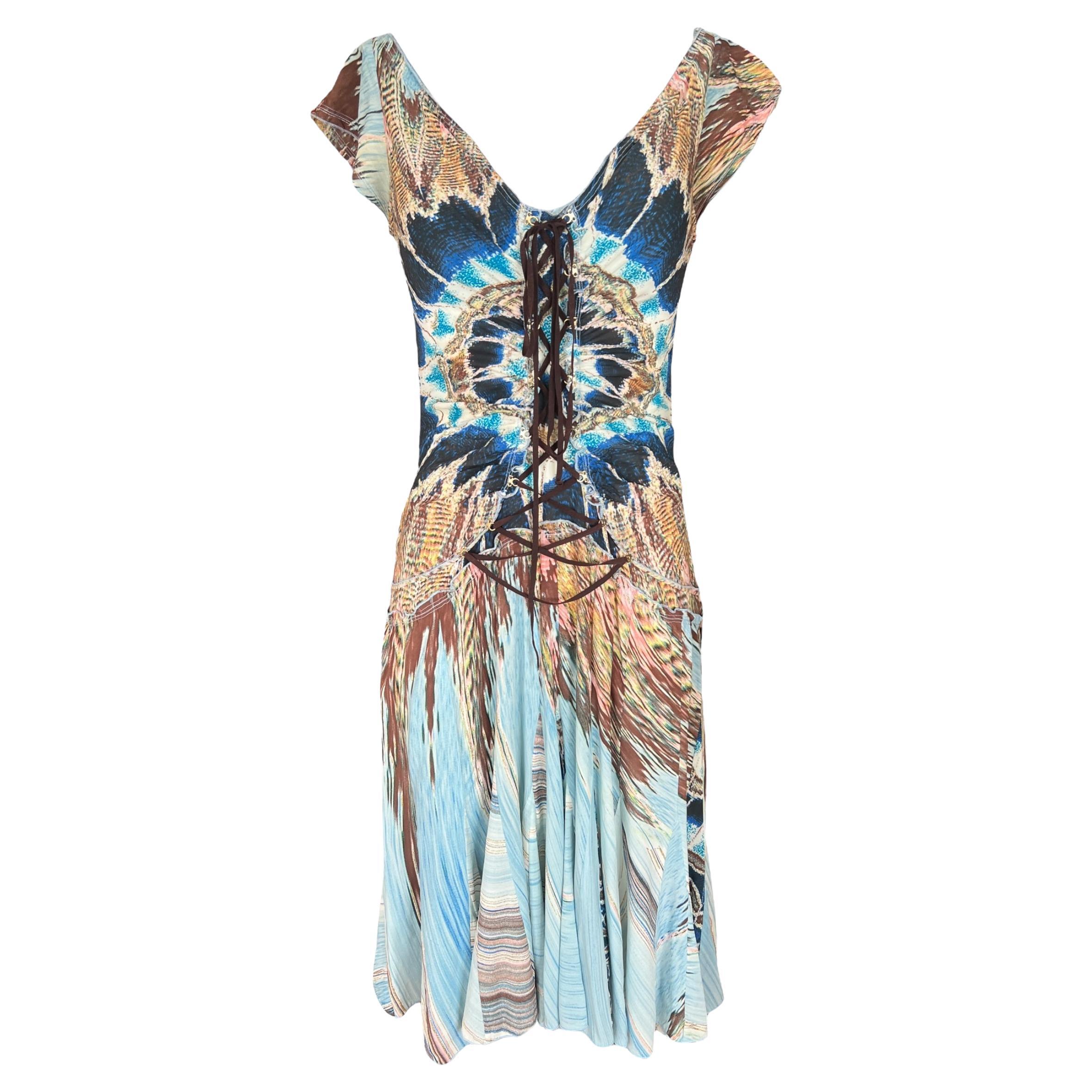 Roberto Cavalli - P/E 2004 - abito midi in seta multicolore in vendita