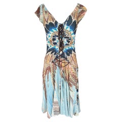 Roberto Cavalli S/S 2004 Multi-Colored Silk Midi Dress