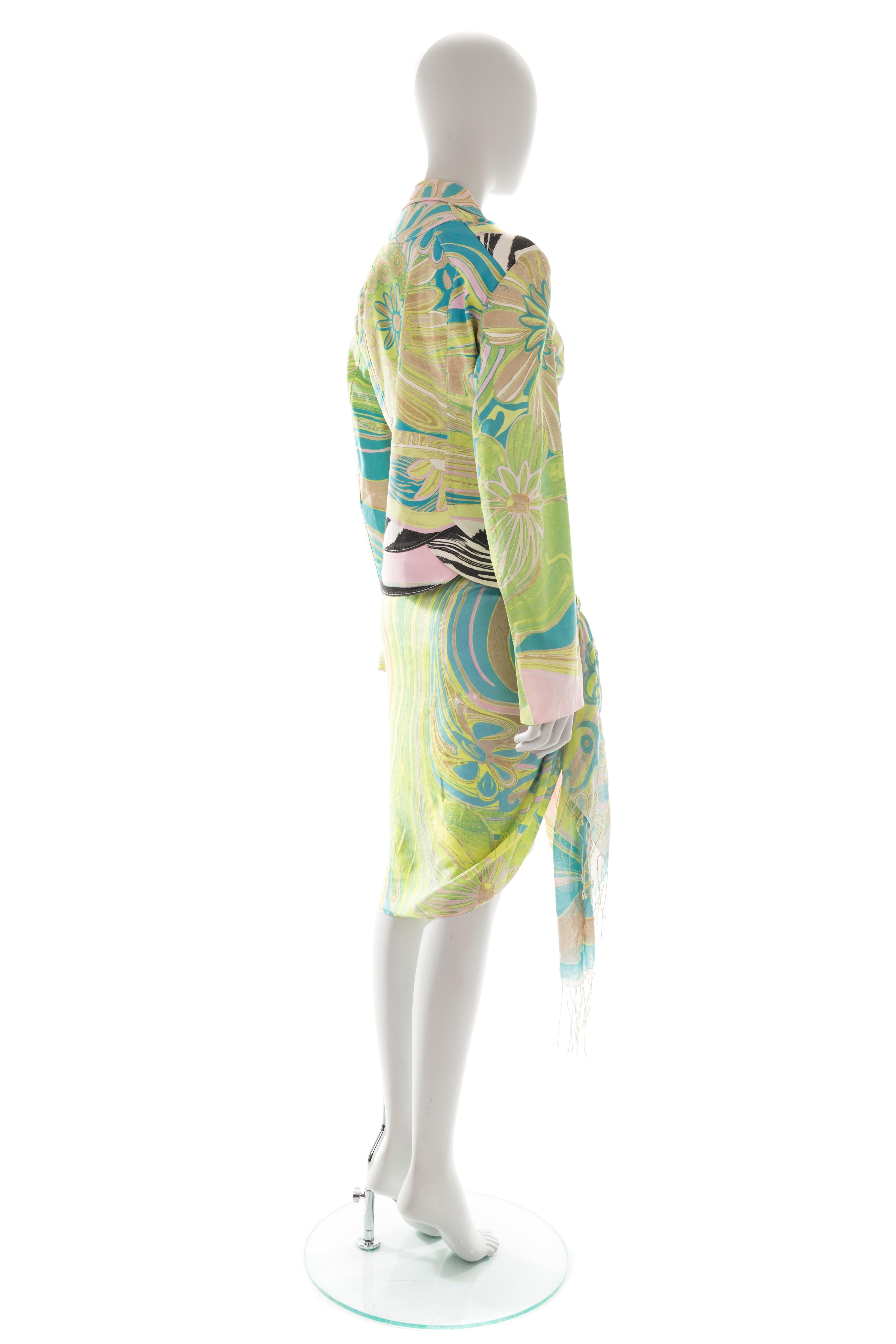 Women's Roberto Cavalli S/S 2004 multicolor zebra print set