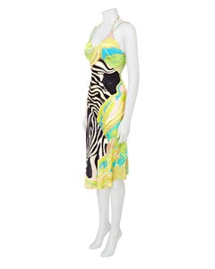 Abito in seta con stampa animalier patchwork di Roberto Cavalli, collezione Primavera/Estate 2004