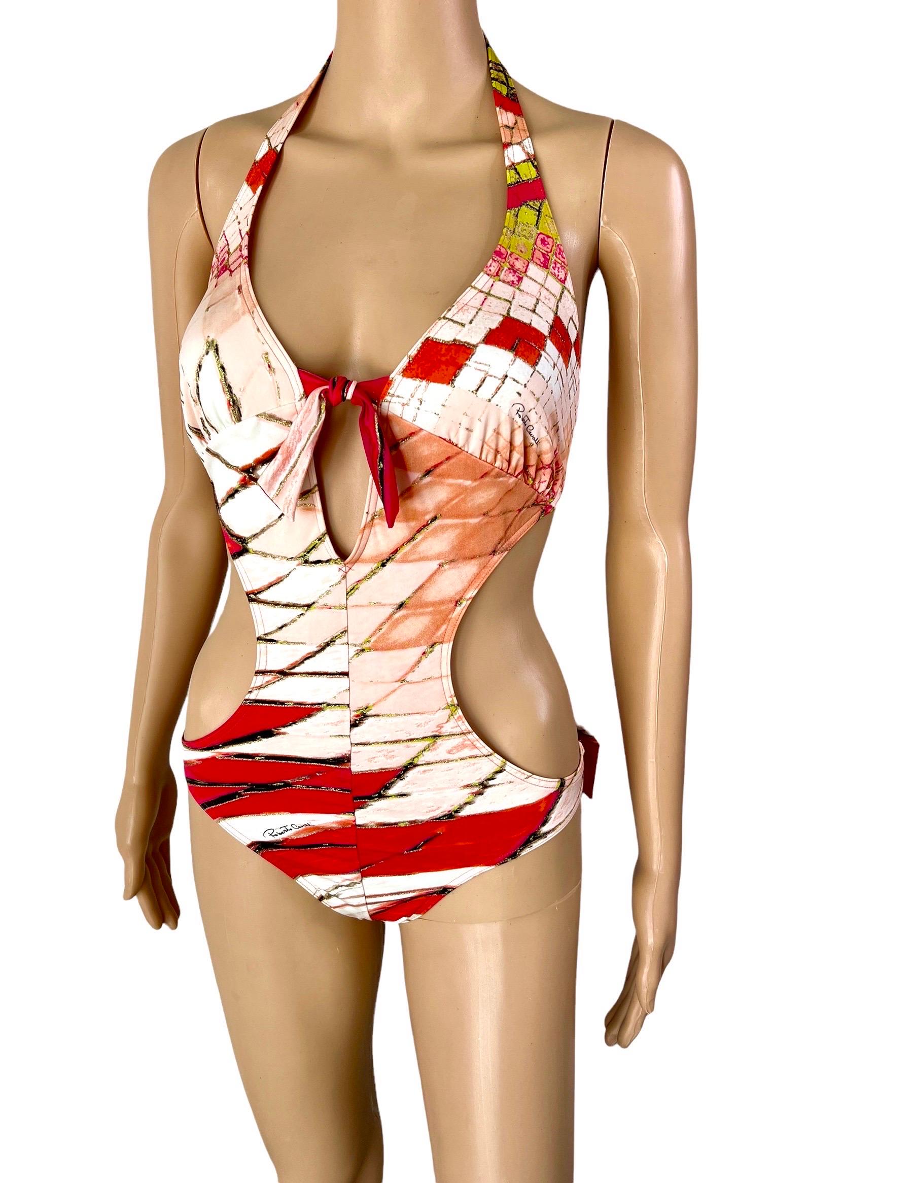 Maillot de bain une pièce Roberto Cavalli S/S 2004 - Body à découpes plongeantes Excellent état - En vente à Naples, FL