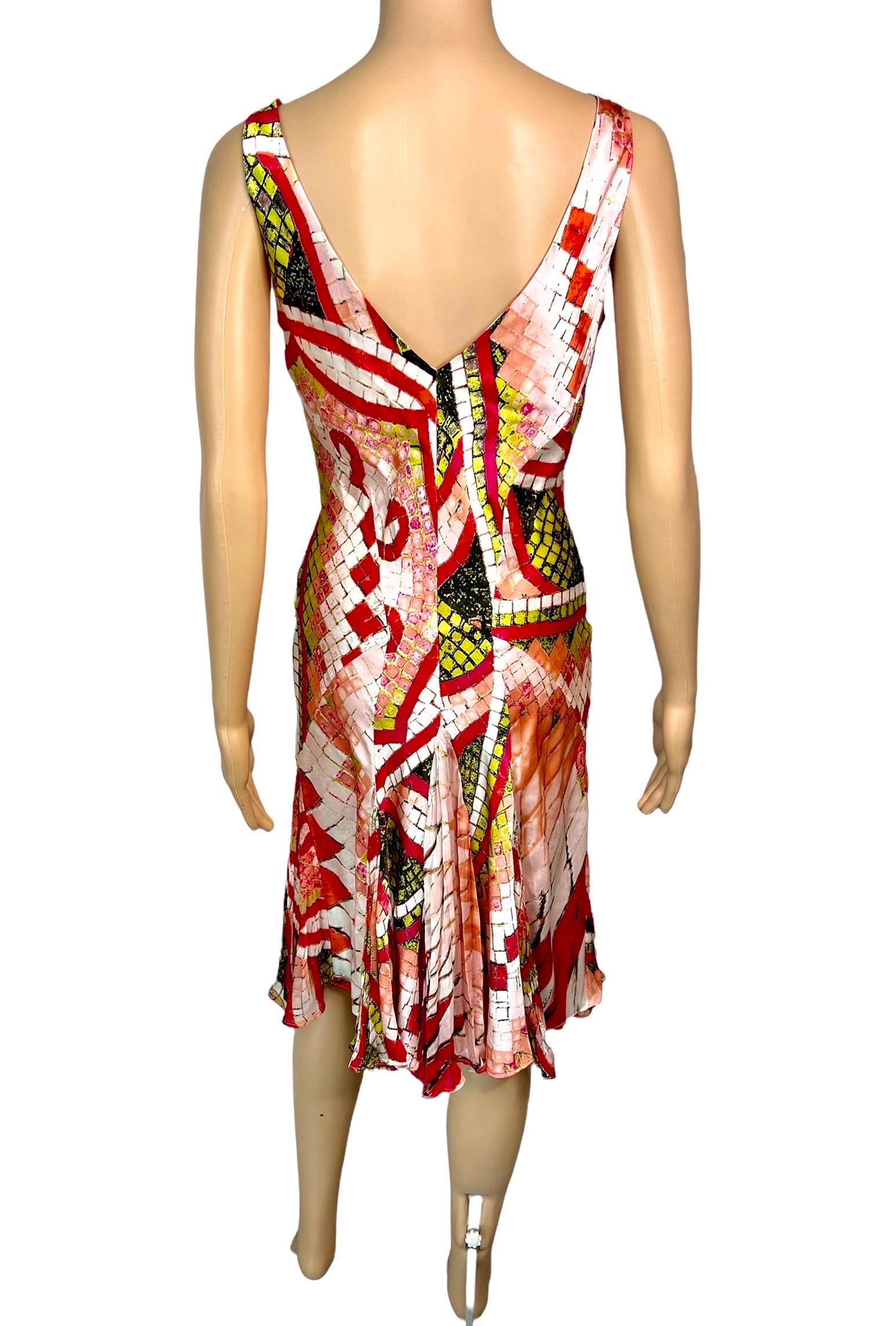 Women's Roberto Cavalli S/S 2004 Plunging Neckline Silk Dress For Sale
